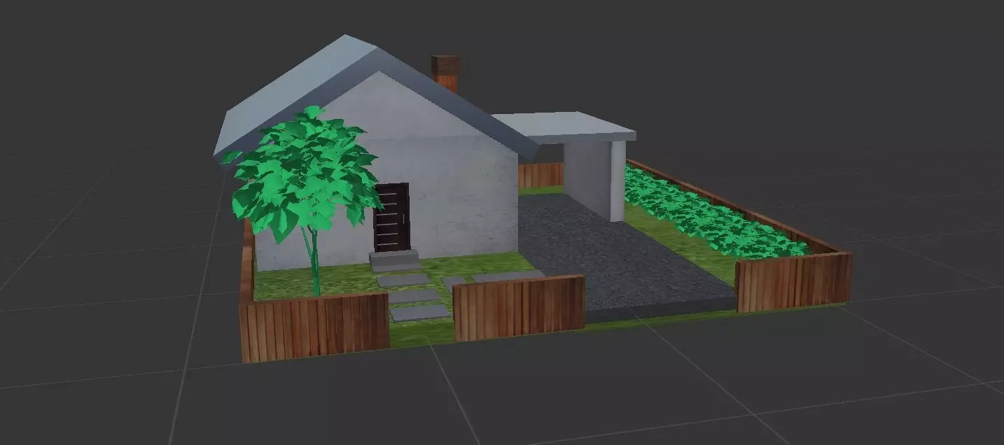 House 1 with fence 3D model_0