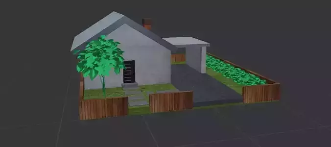 House 1 with fence 3D model