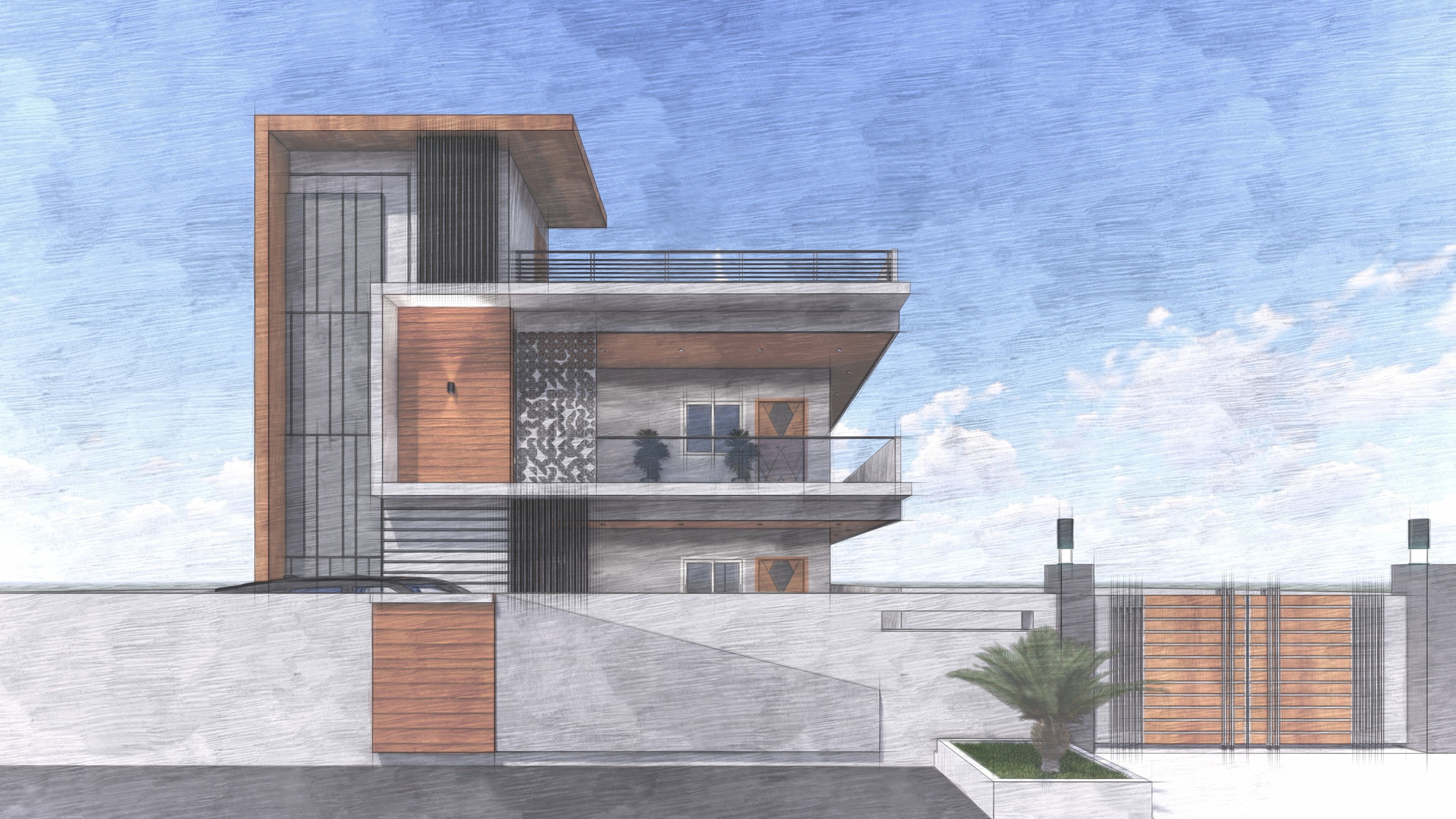 Modern Elevation Design - 1 Low-poly 3D model_4