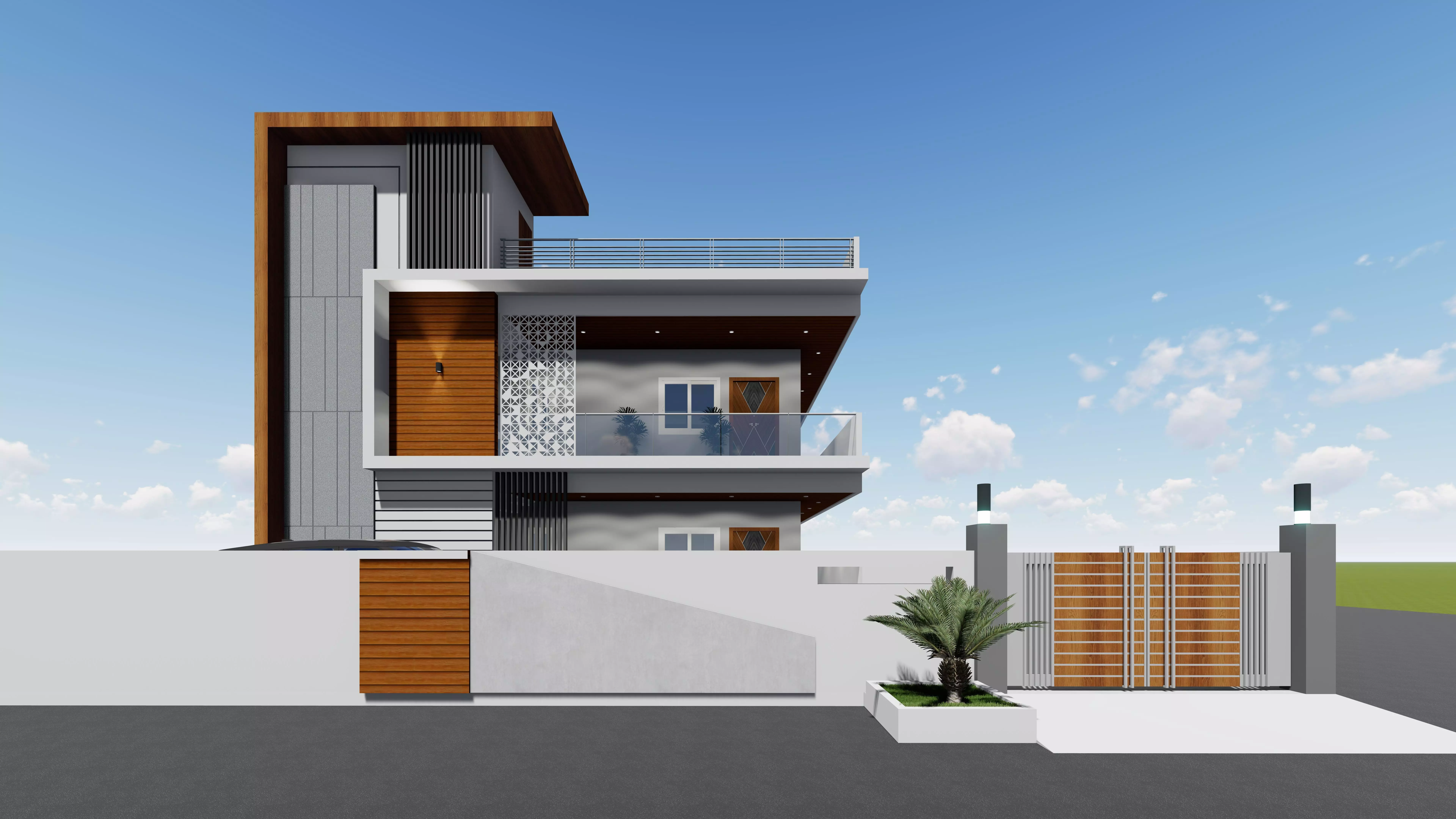 Modern Elevation Design - 1 Low-poly 3D model_0