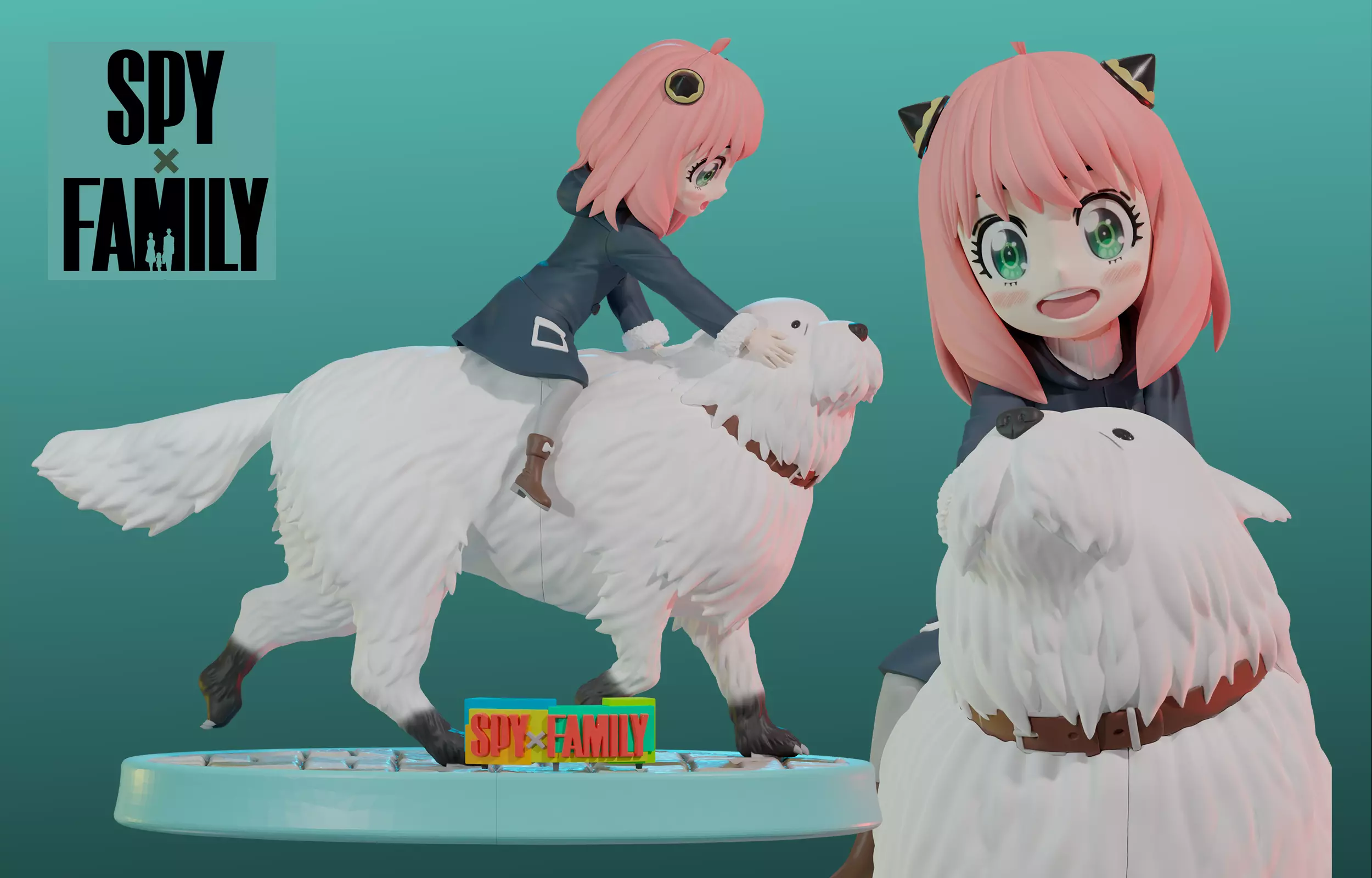 Anya and Bond fanart 3D print model