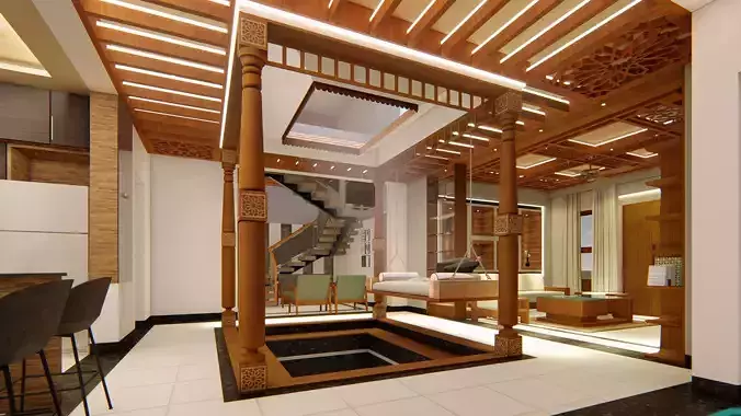 COURTYARD INTERIOR DESIGN 3D MODEL SKETCHUP 3D model