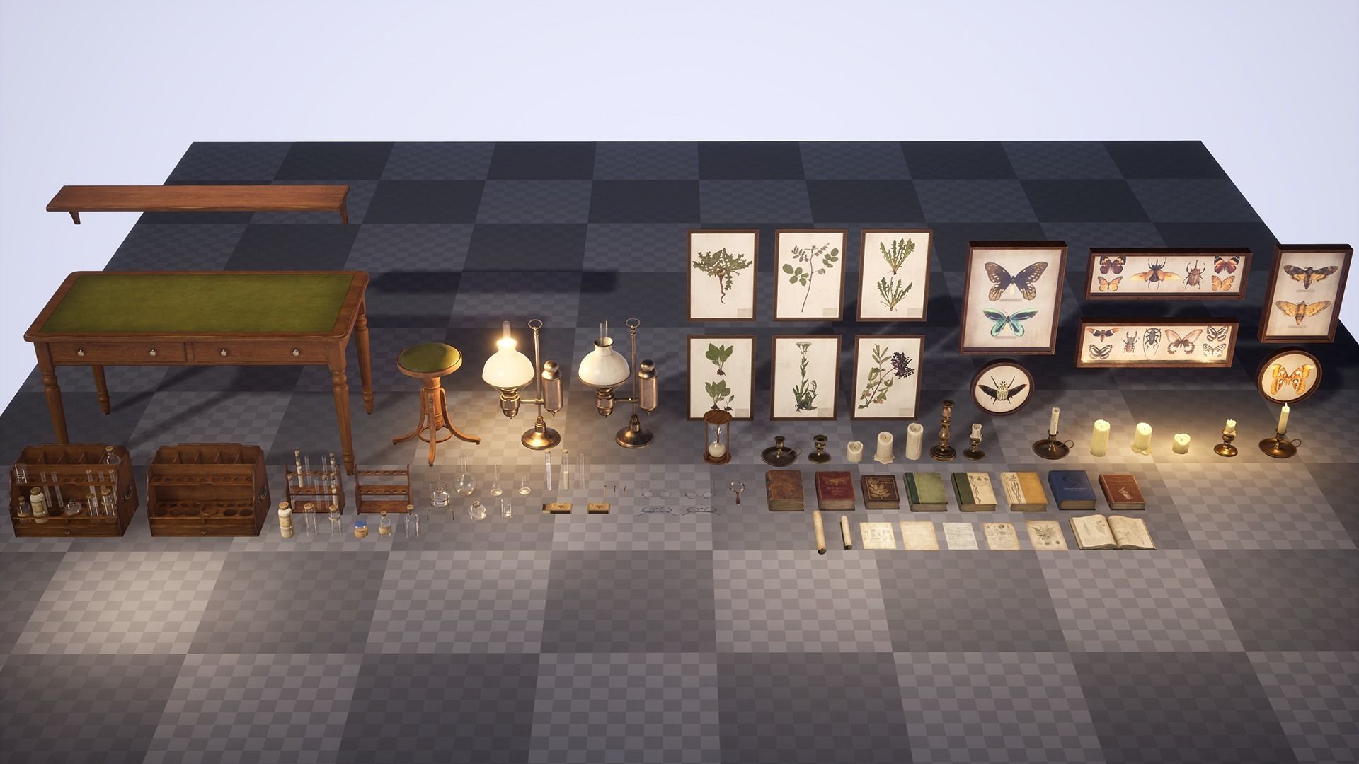 Victorian Laboratory Props Pack Low-poly 3D model_13