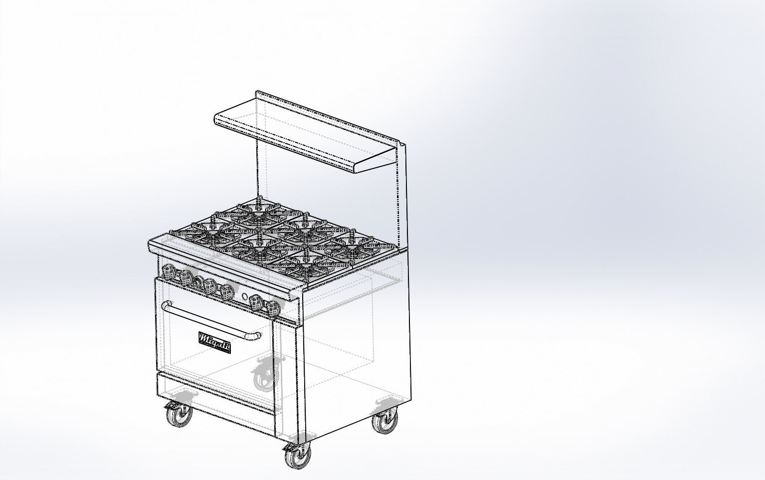 6 Burner Range  Oven  Natural Gas 3D model_11