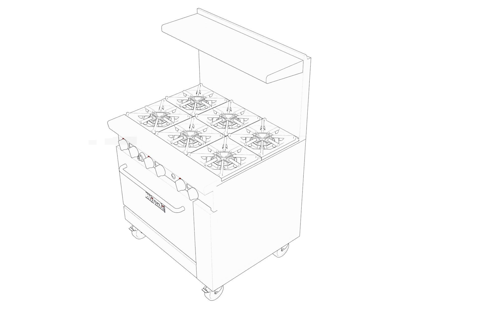 6 Burner Range  Oven  Natural Gas 3D model_5