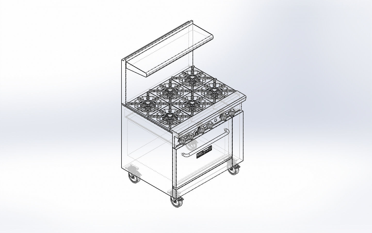 6 Burner Range  Oven  Natural Gas 3D model_10