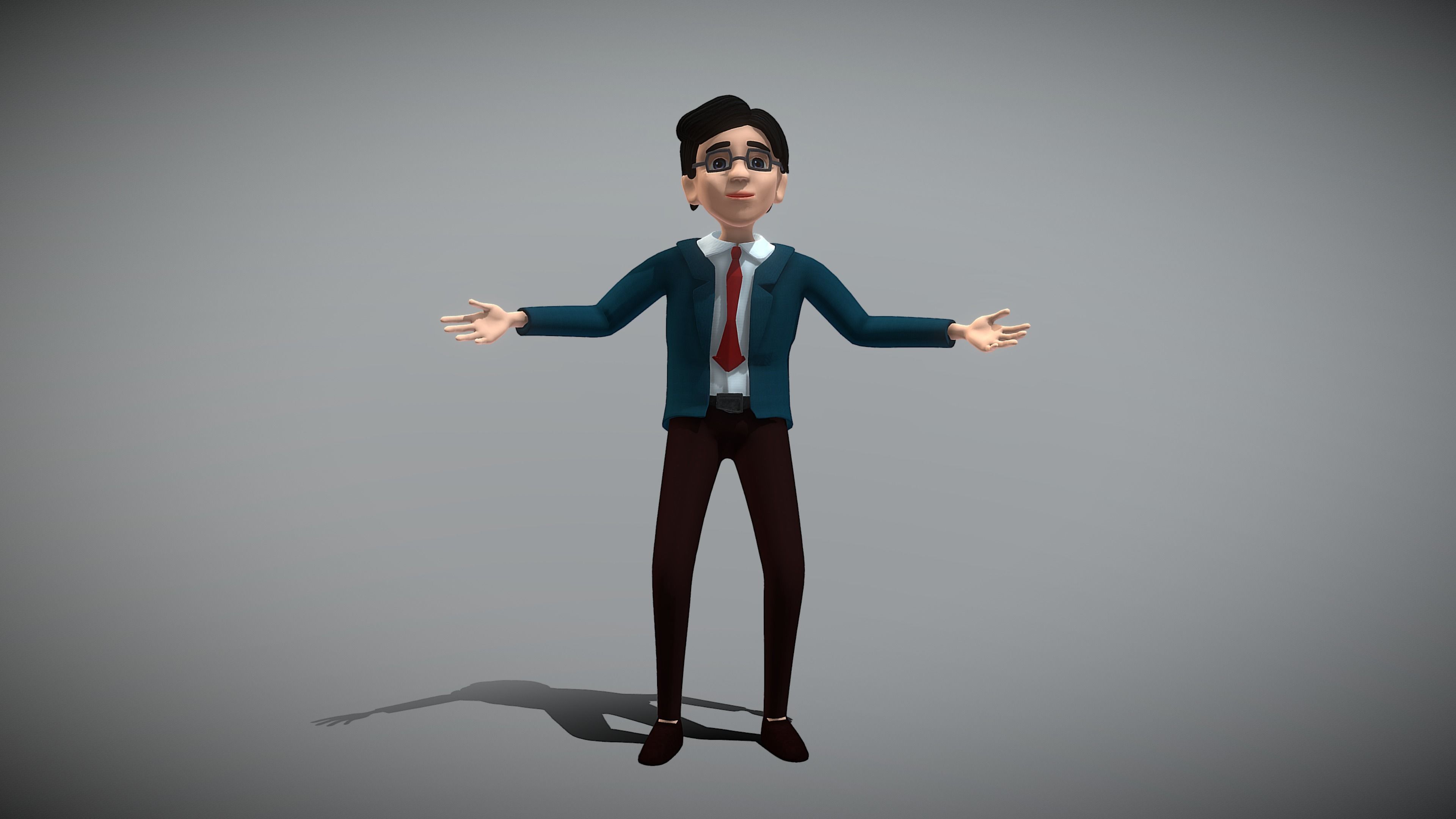 Cartoon Man Low-poly 3D model_6