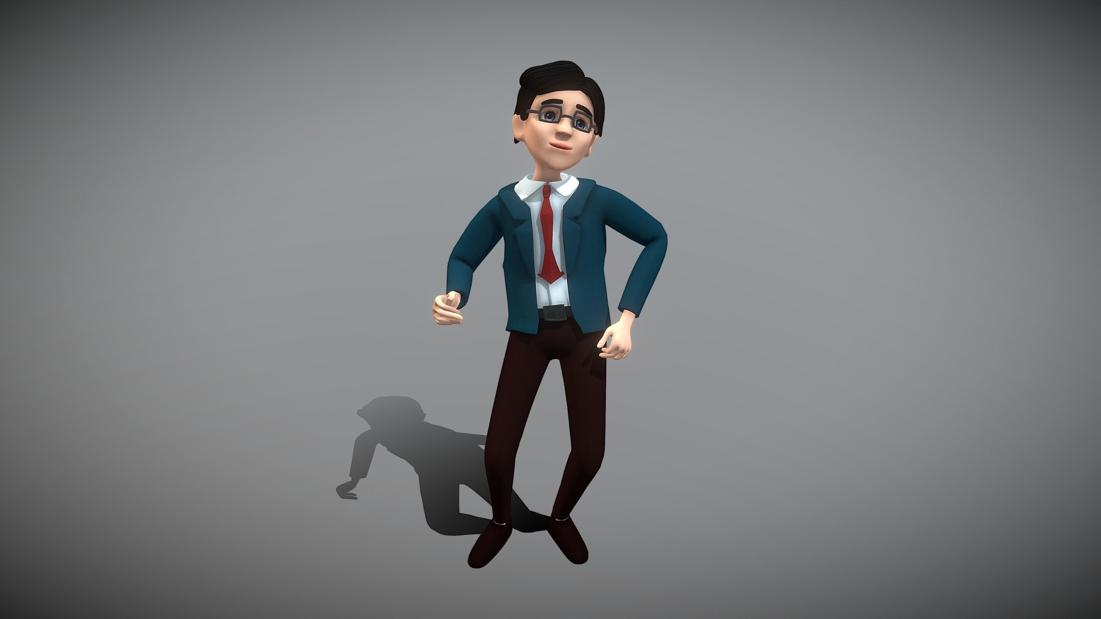 Cartoon Man Low-poly 3D model_4