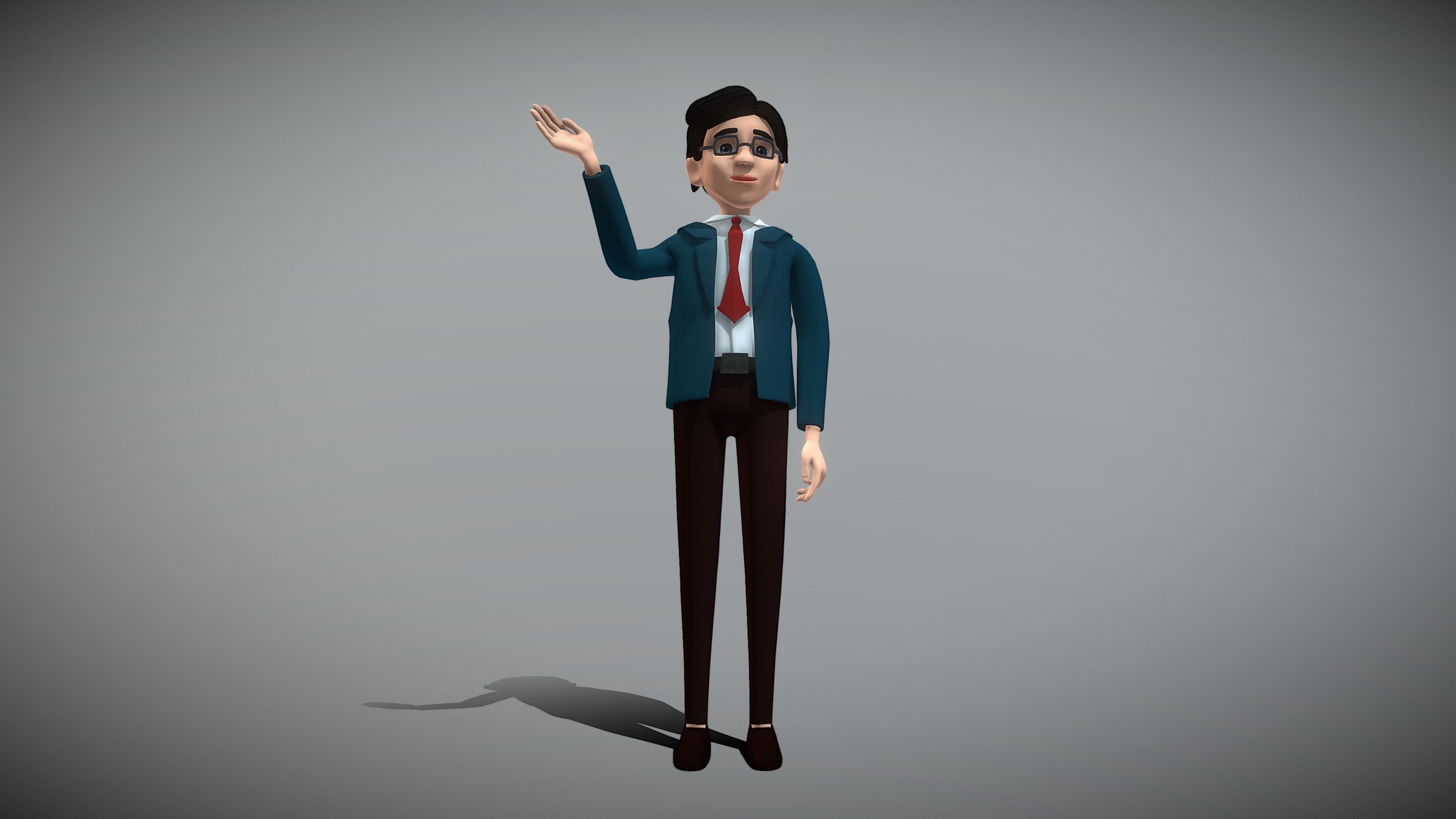 Cartoon Man Low-poly 3D model_5