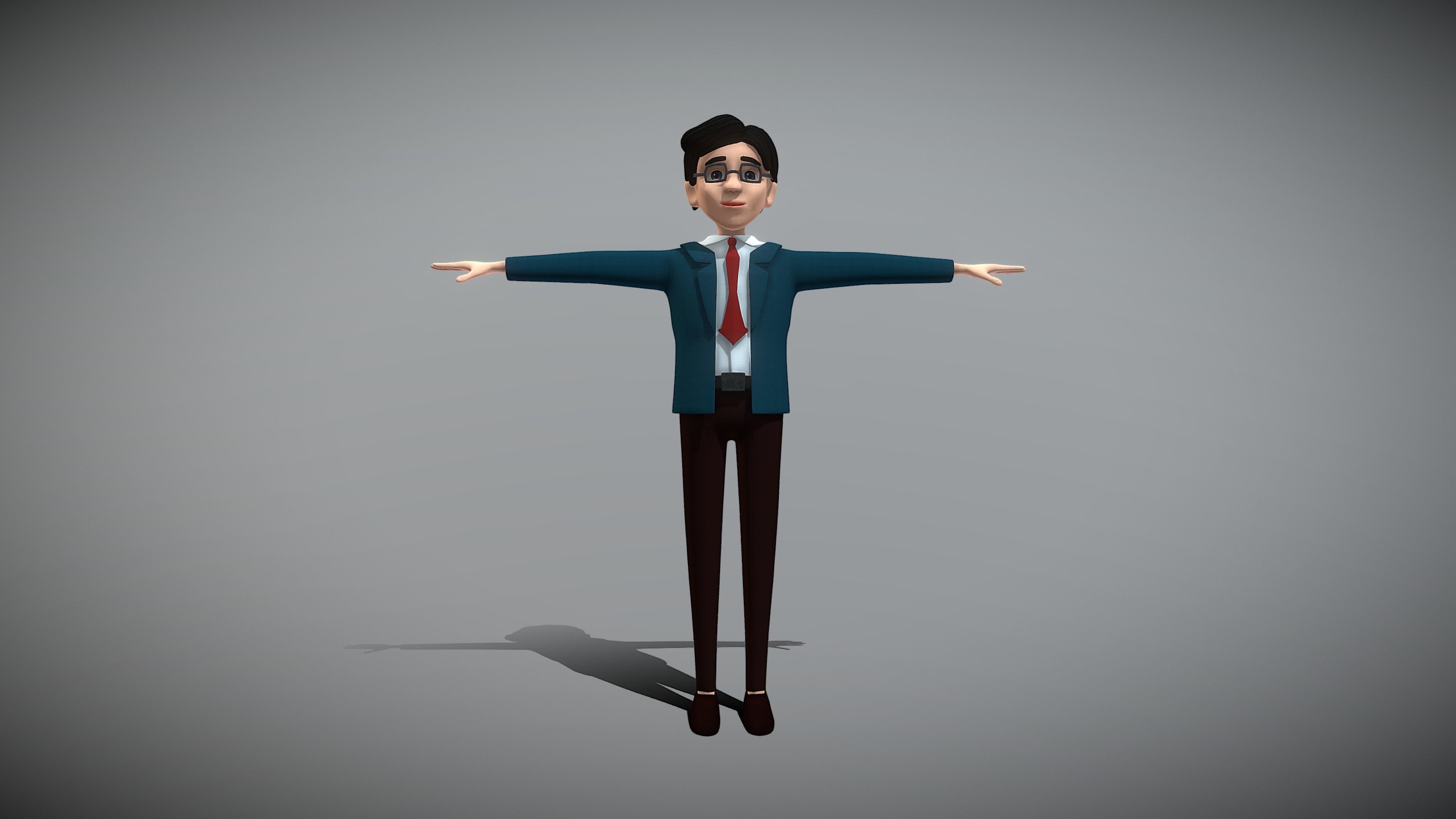 Cartoon Man Low-poly 3D model_7