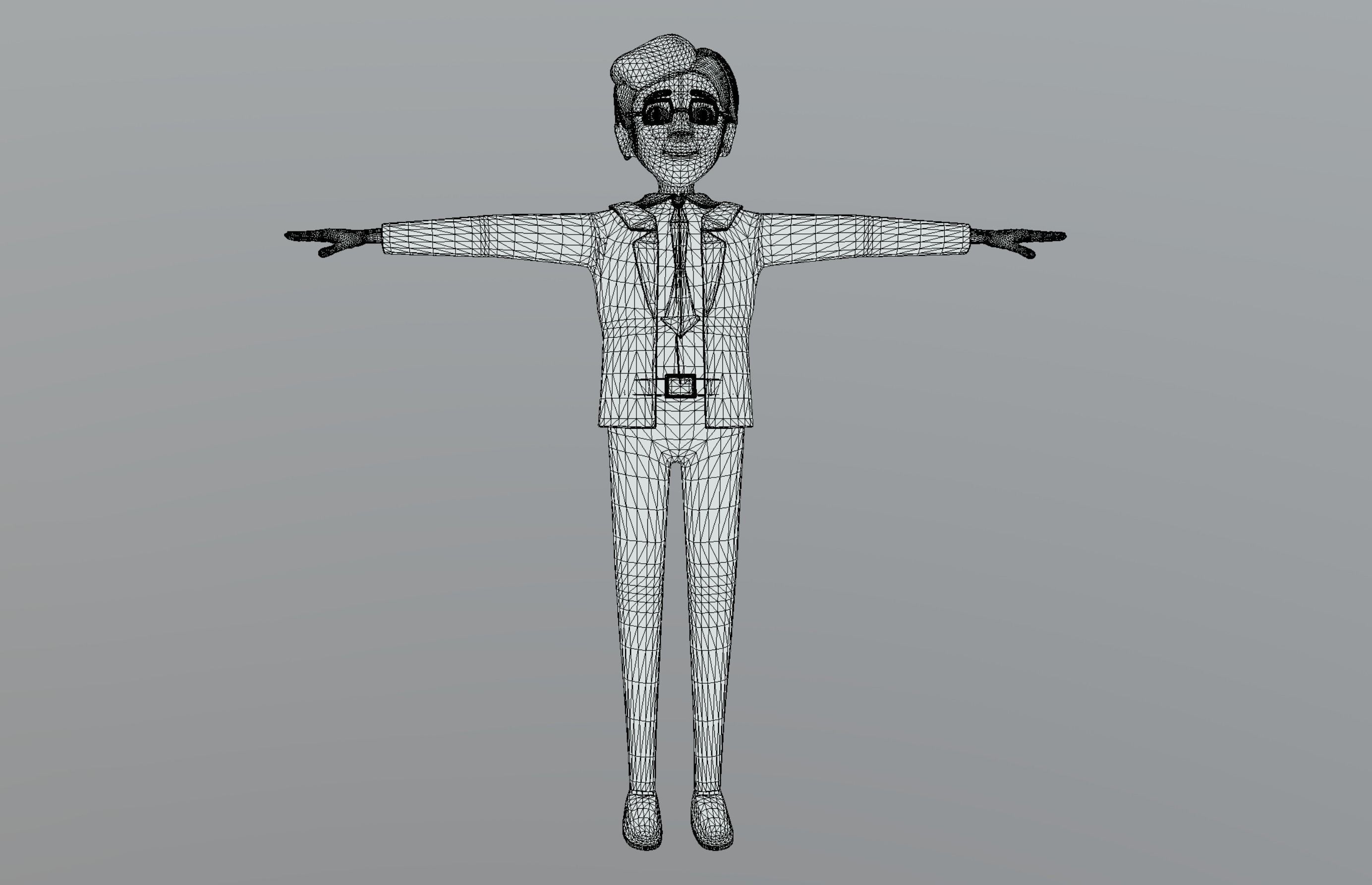 Cartoon Man Low-poly 3D model_8