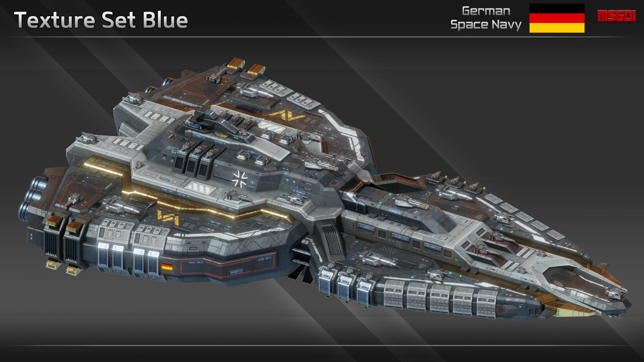 GSN Spaceship Siegfried Class Battleship Low-poly 3D model_9