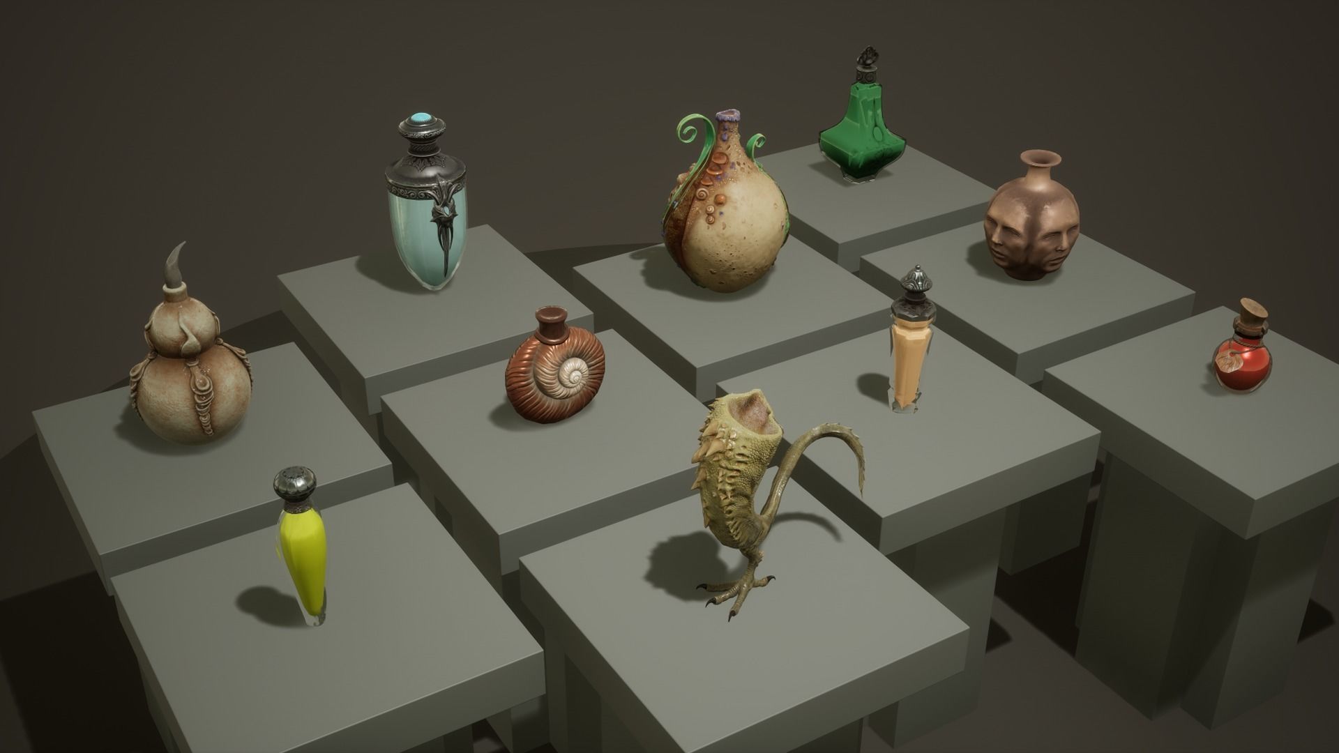 10 Flasks Low-poly 3D model_7