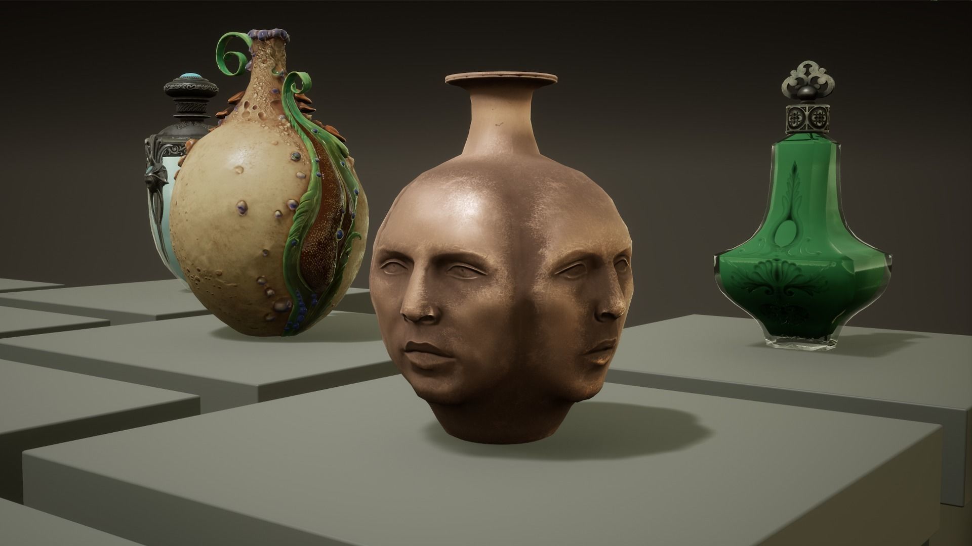 10 Flasks Low-poly 3D model_14