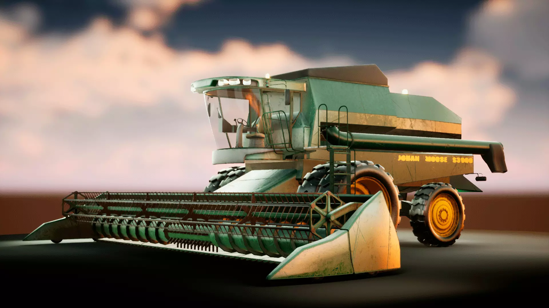 Harvester combine - farm vehicle 3D model_0