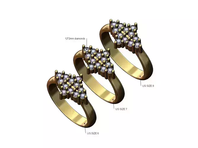 Diamond star cluster ring US sizes 6 7 8