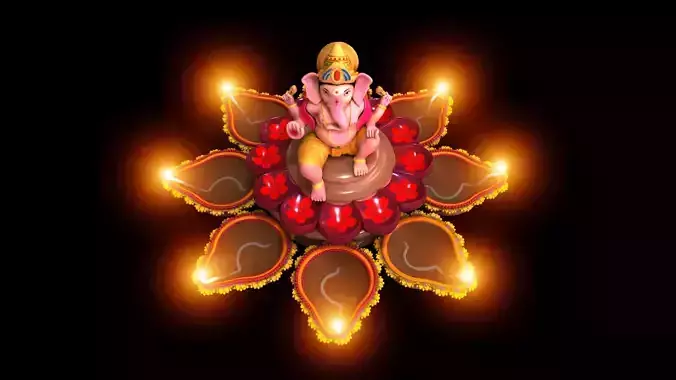 oil lamp clay ganesh 3d model 3D model