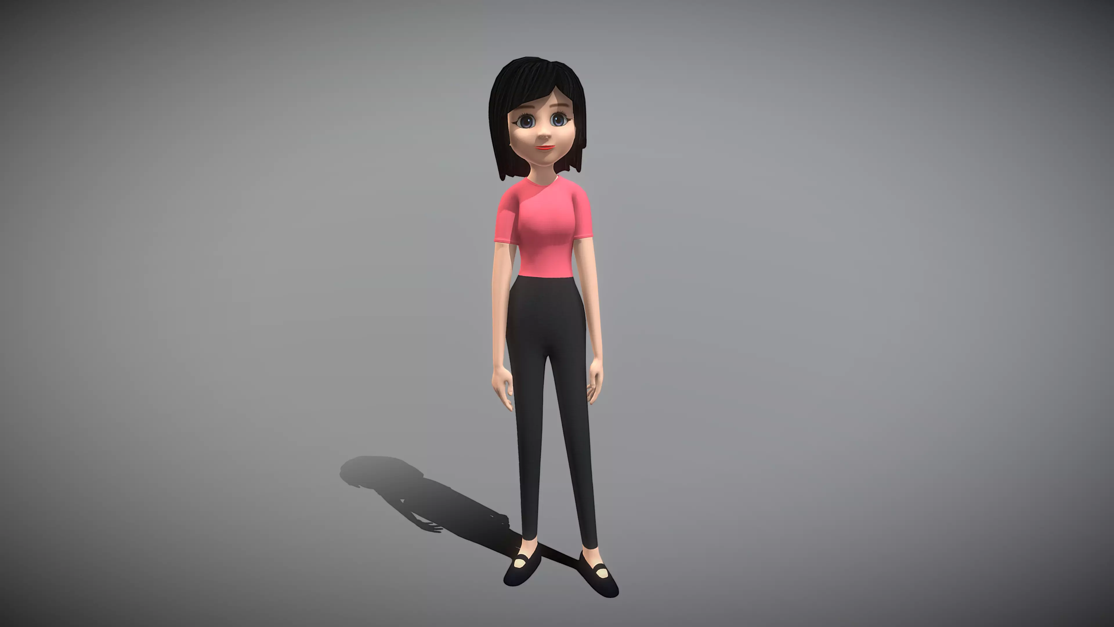 Cartoon Woman Low-poly 3D model_0
