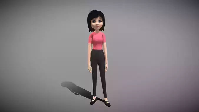 Cartoon Woman Low-poly 3D model