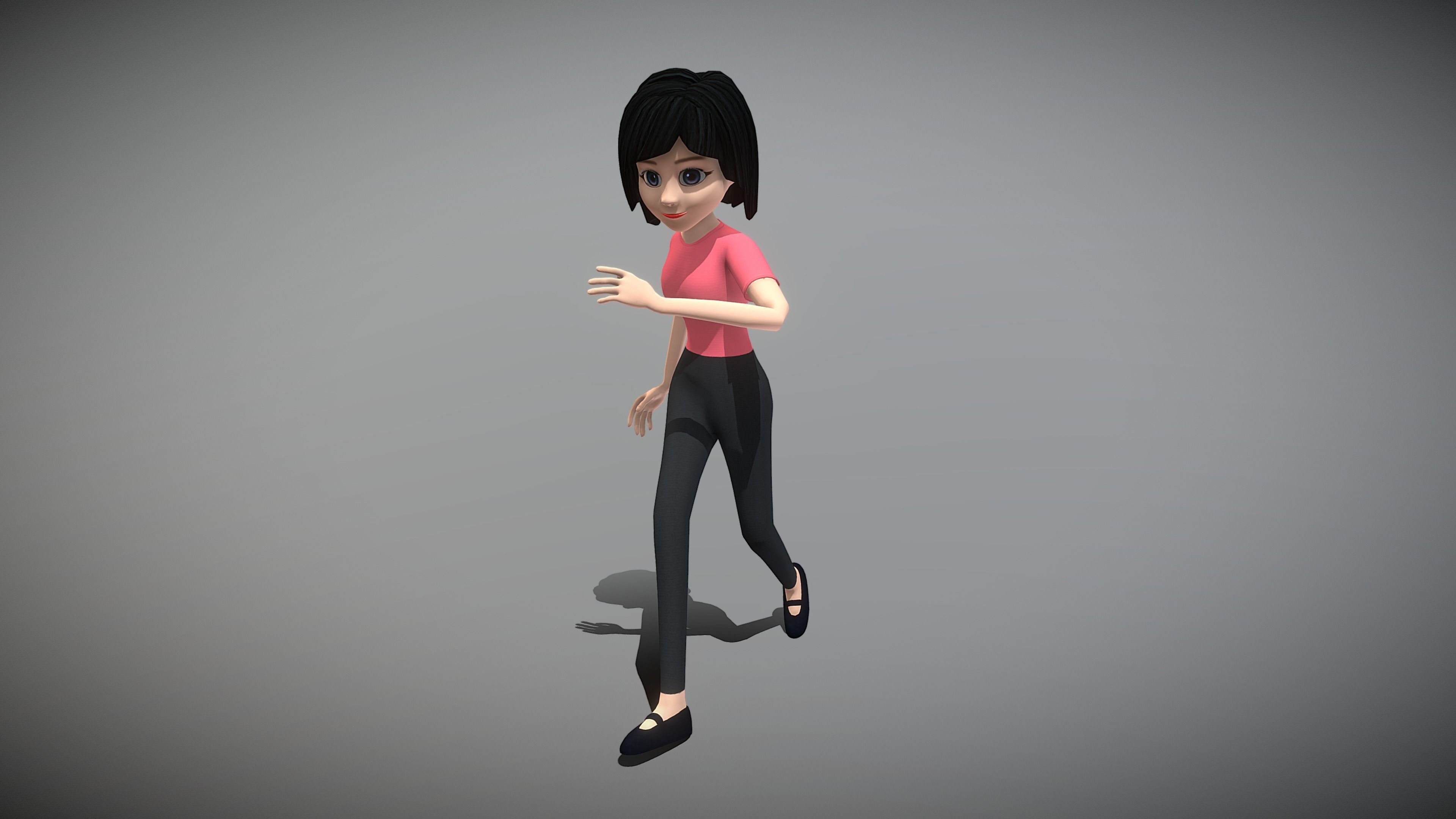 Cartoon Woman Low-poly 3D model_5
