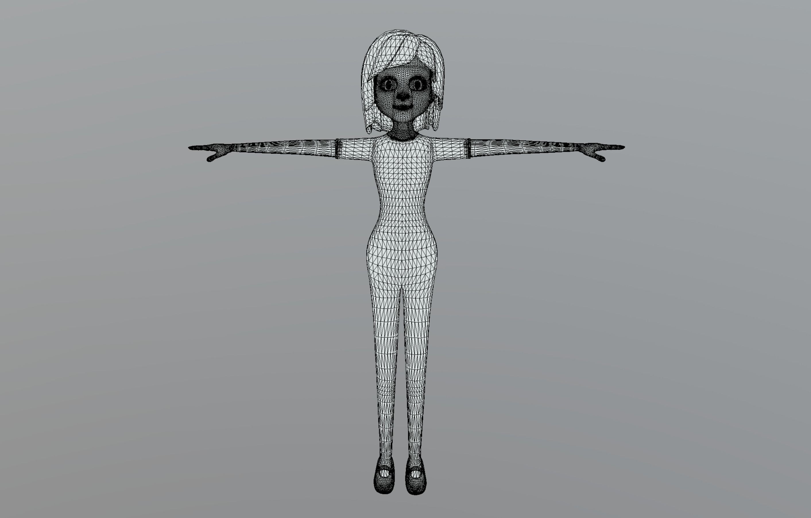 Cartoon Woman Low-poly 3D model_10
