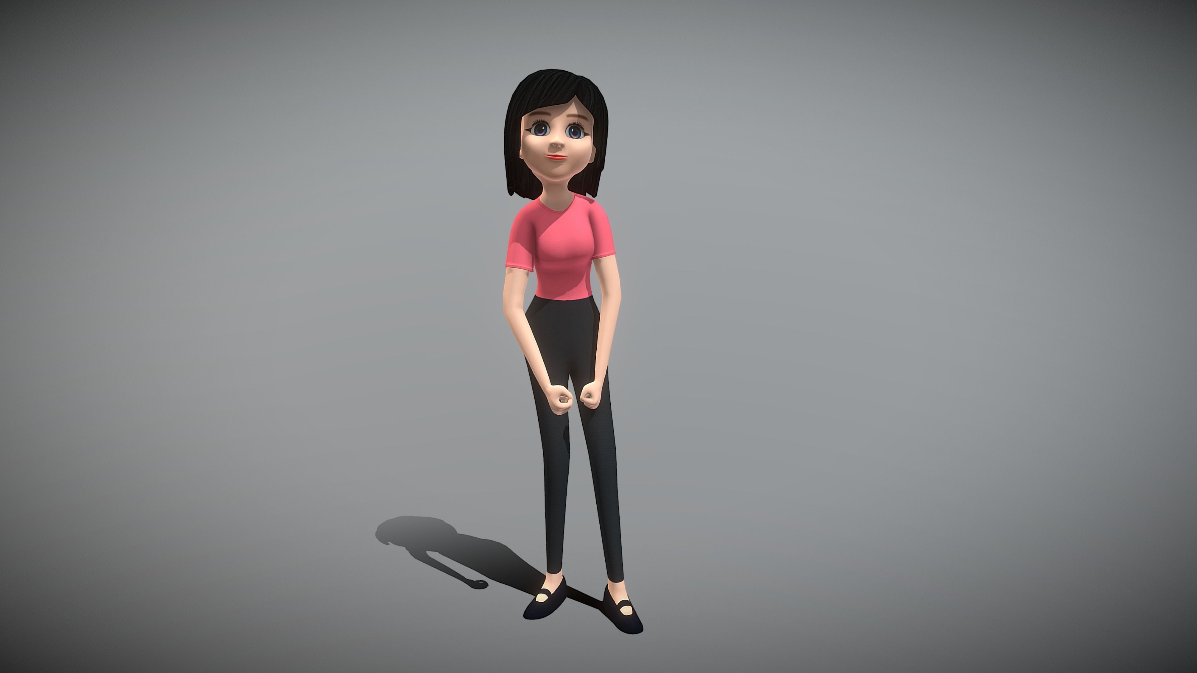 Cartoon Woman Low-poly 3D model_6