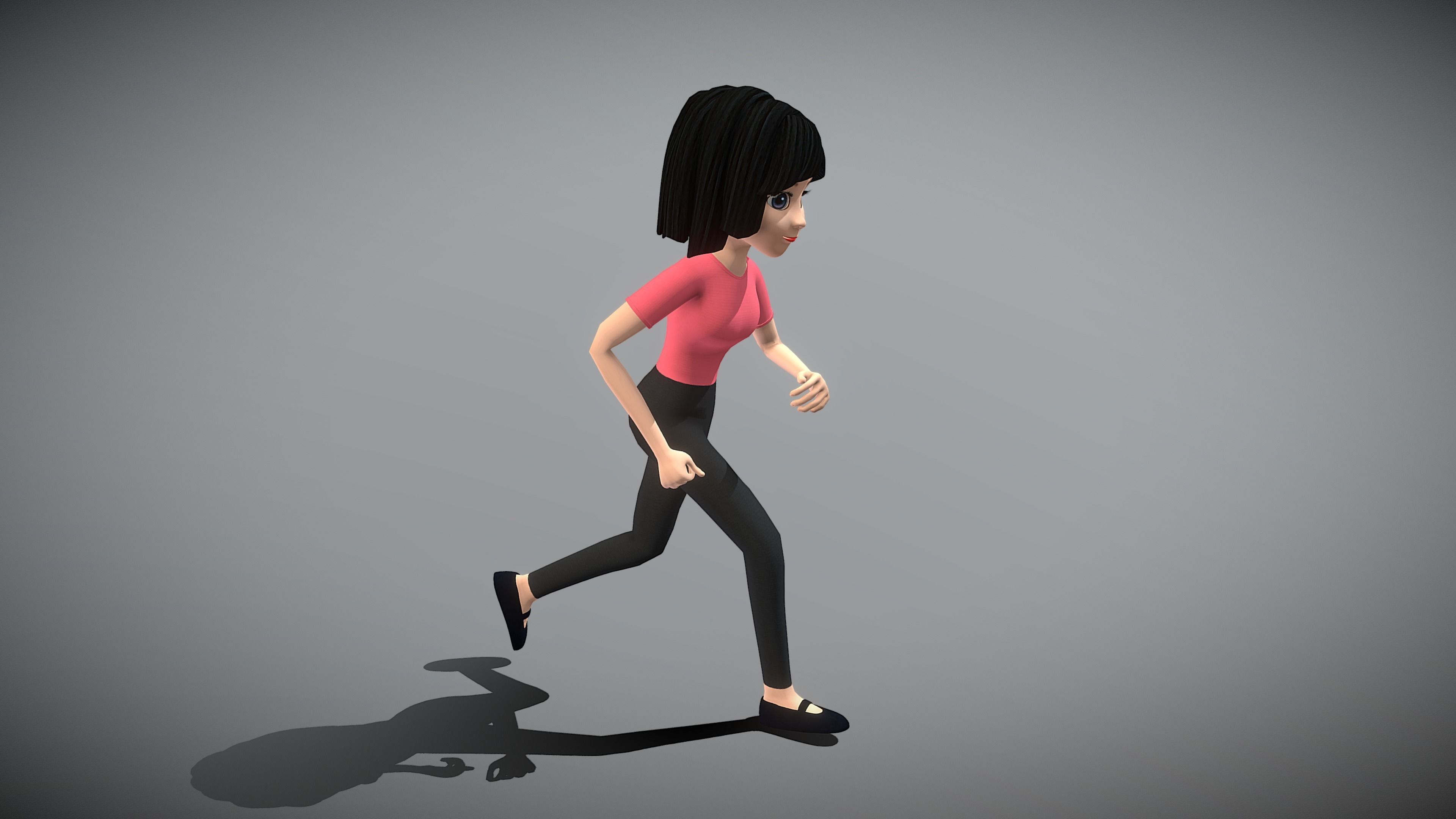 Cartoon Woman Low-poly 3D model_4
