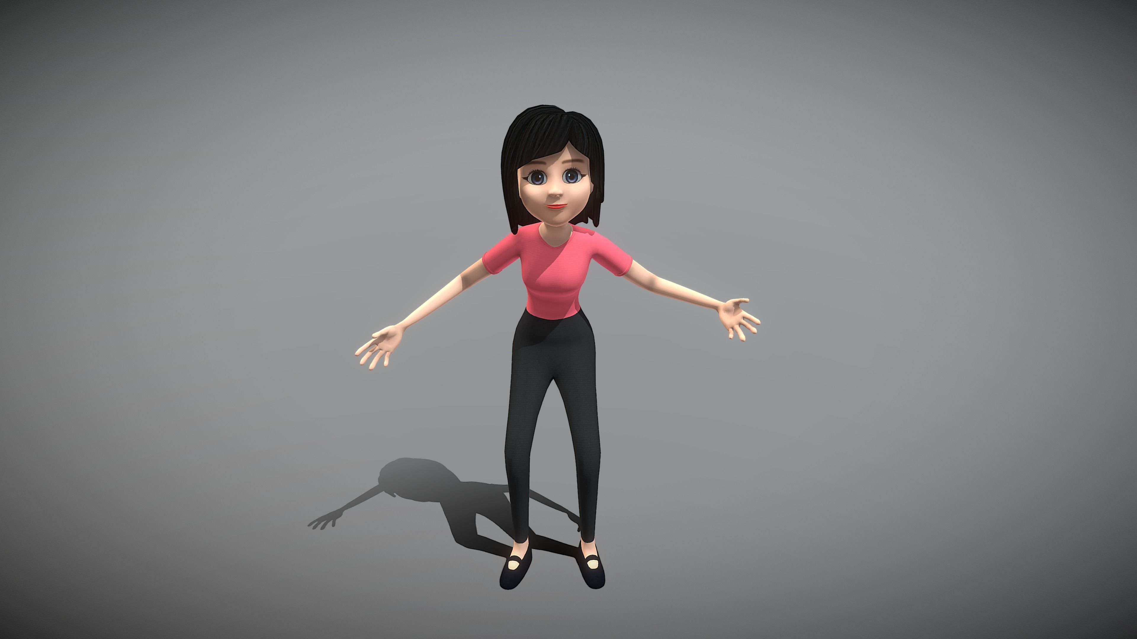Cartoon Woman Low-poly 3D model_9