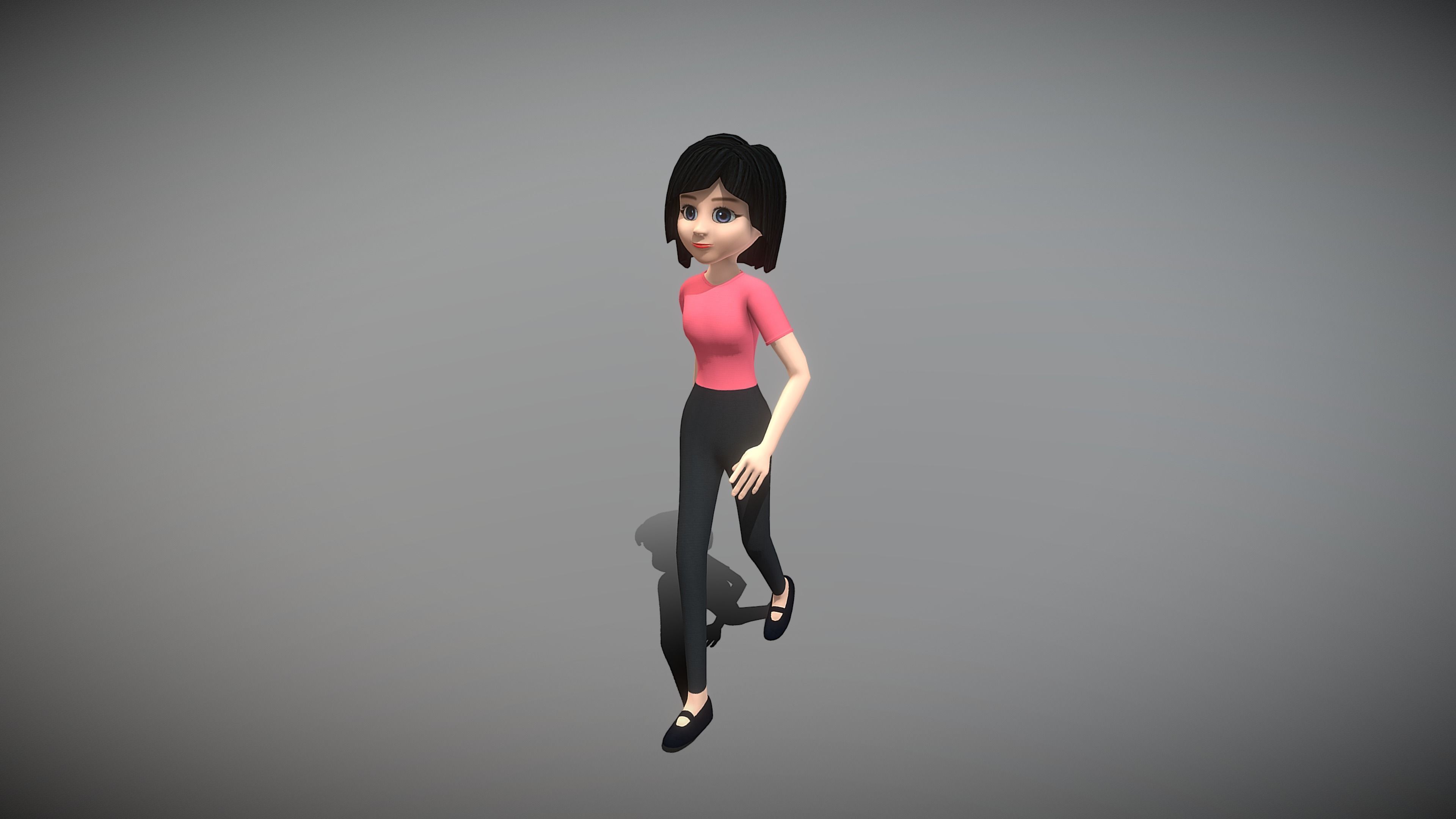 Cartoon Woman Low-poly 3D model_3