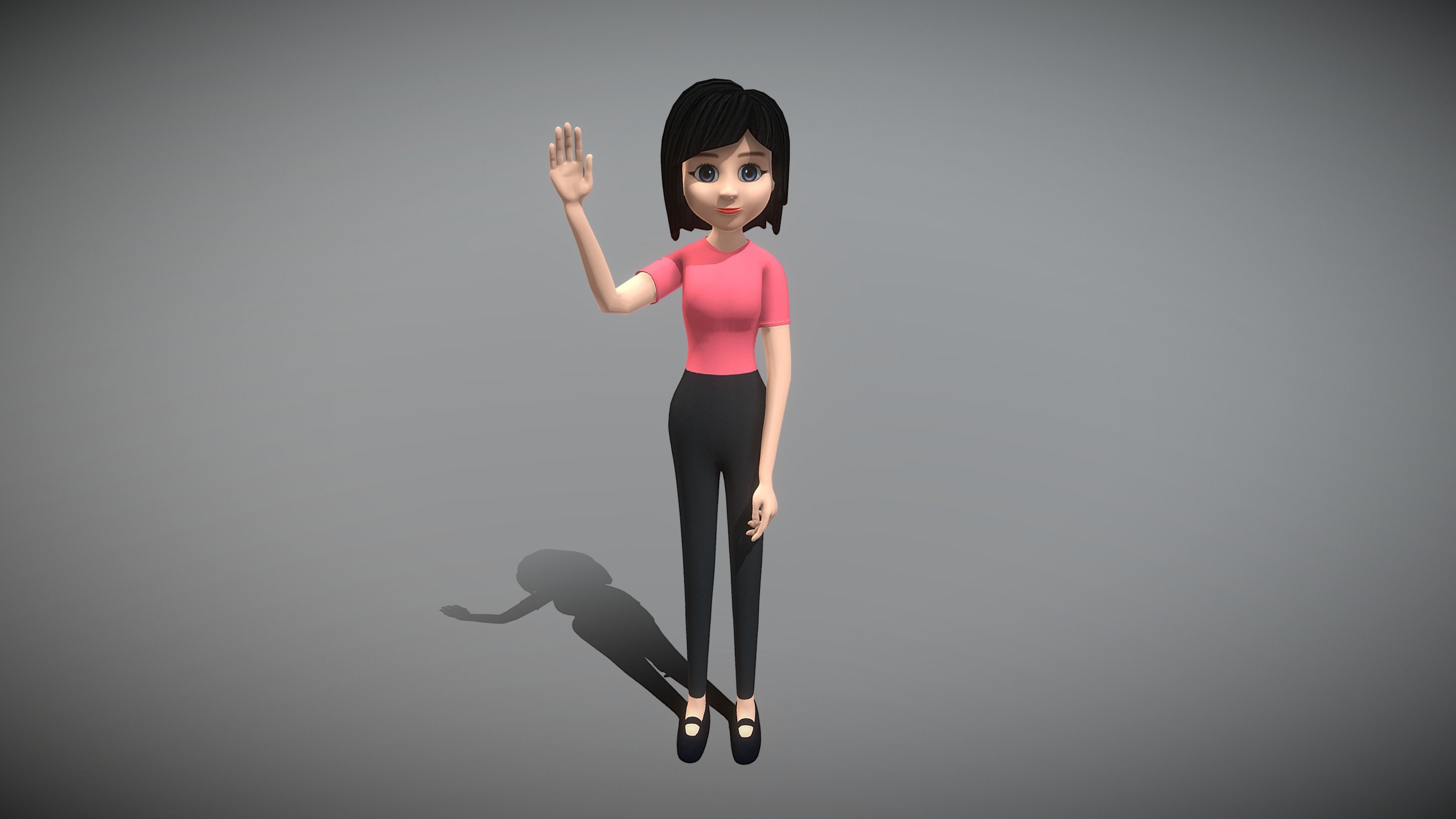 Cartoon Woman Low-poly 3D model_8