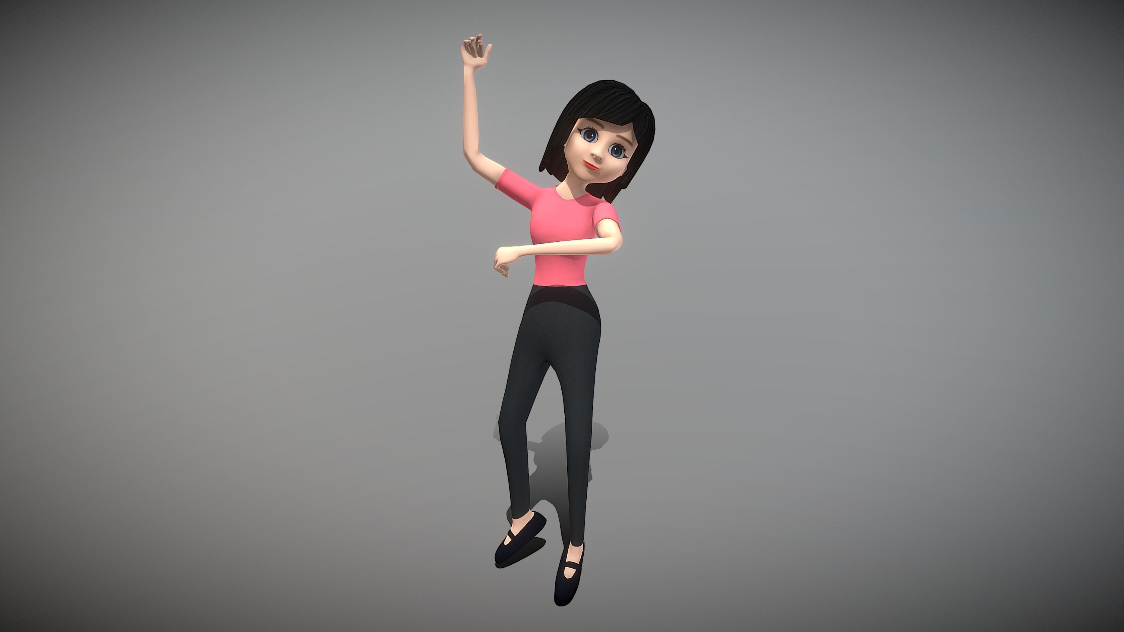 Cartoon Woman Low-poly 3D model_7