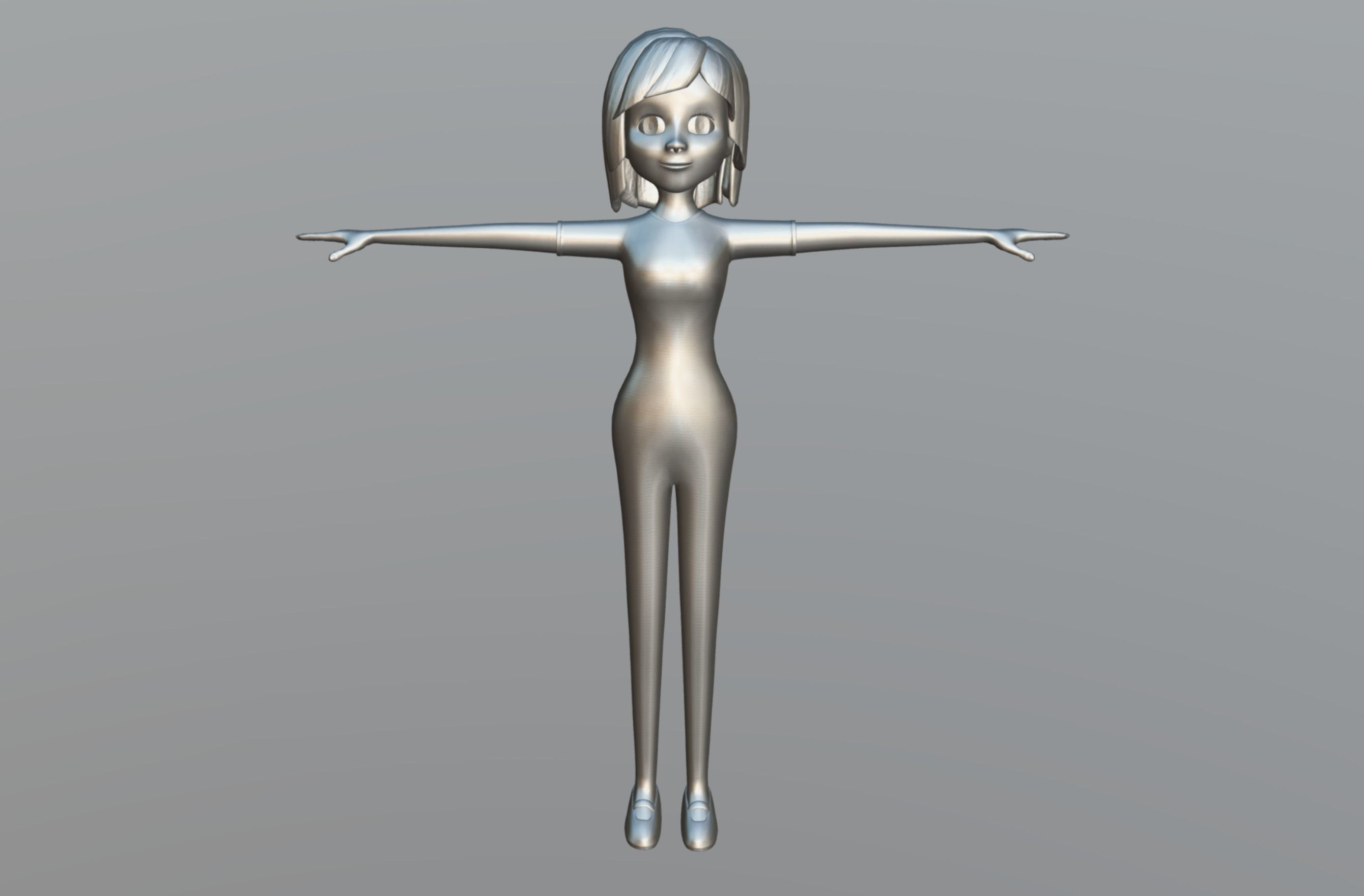 Cartoon Woman Low-poly 3D model_11