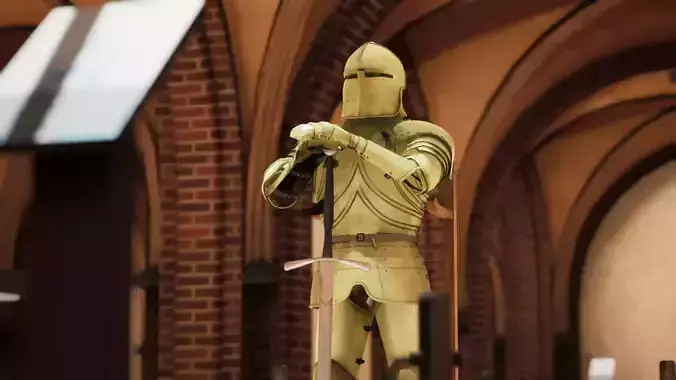 Medieval museum - modular building and exhibits 3D model