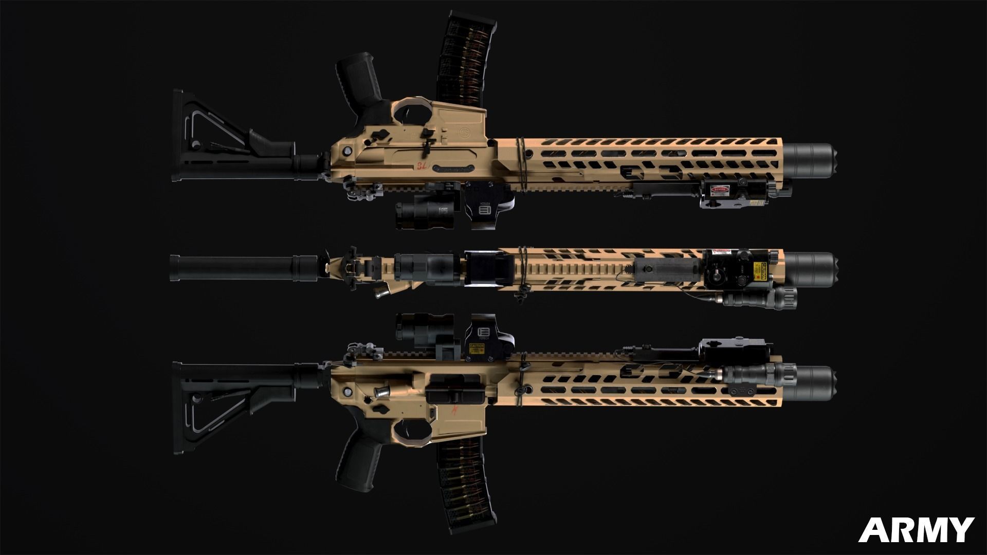 Sig Sauer MCX Virtus Game Ready Gun Low-poly 3D model_8