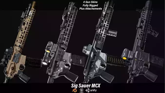 Sig Sauer MCX Virtus Game Ready Gun Low-poly 3D model