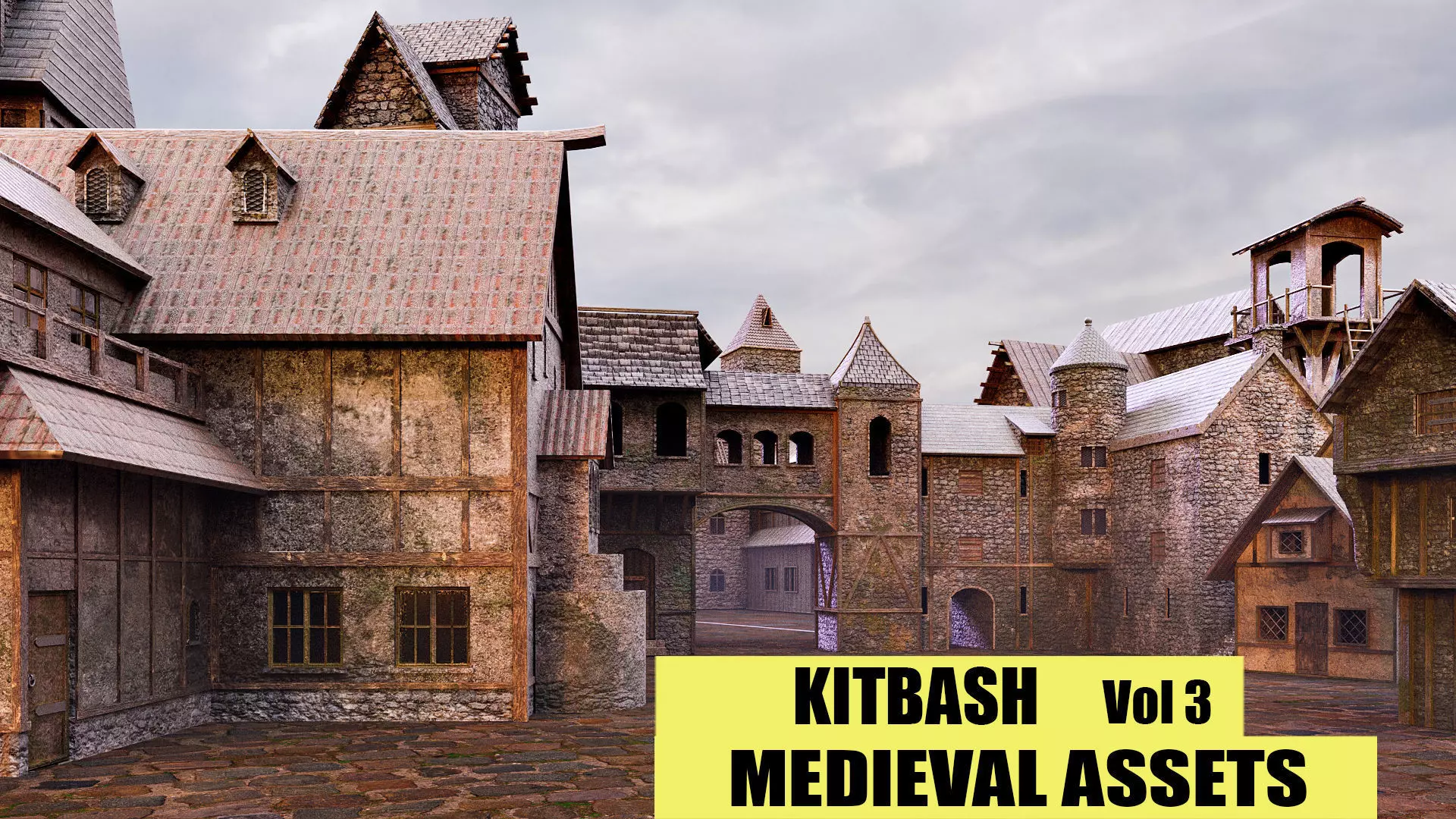 KITBASH -MEDIEVAL ASSETS -Textures vol 3 Low-poly 3D model