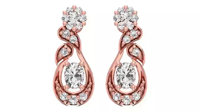 Women Diamond Earrings 3dm STL OBJ FBX Renders Details