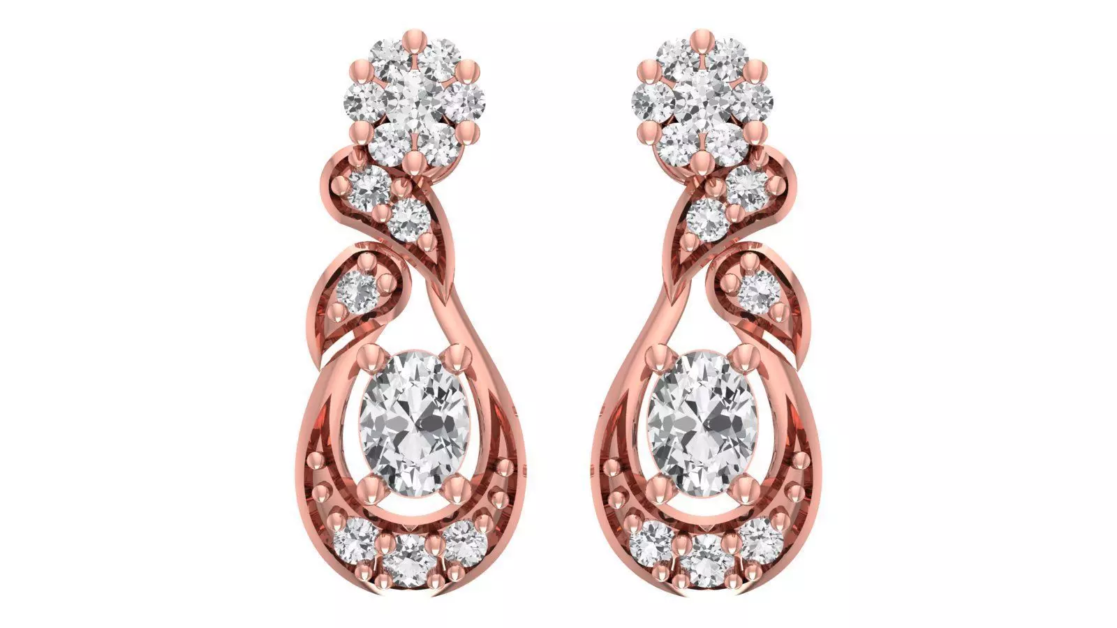 Women Diamond Earrings 3dm STL OBJ FBX Renders Details 3D print model