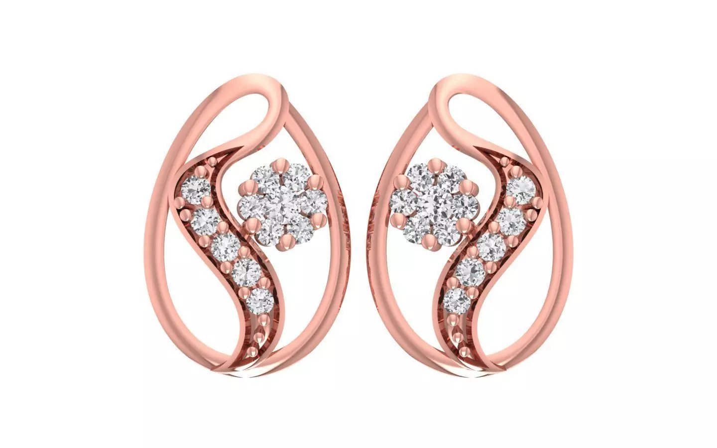 Women Diamond Earrings 3dm STL OBJ FBX Renders Details 3D print model