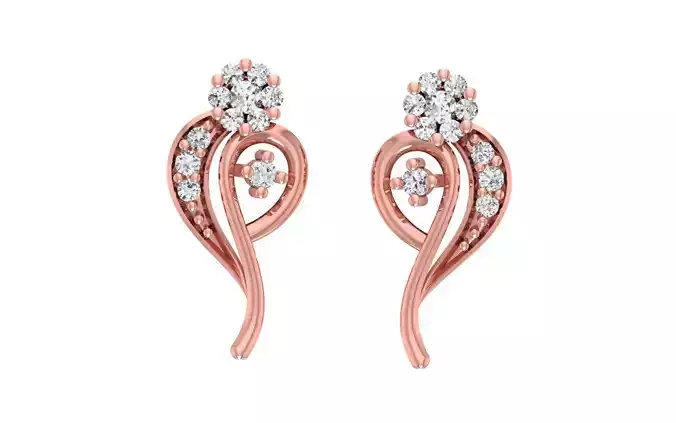 Women Diamond Earrings 3dm STL OBJ FBX Renders Details