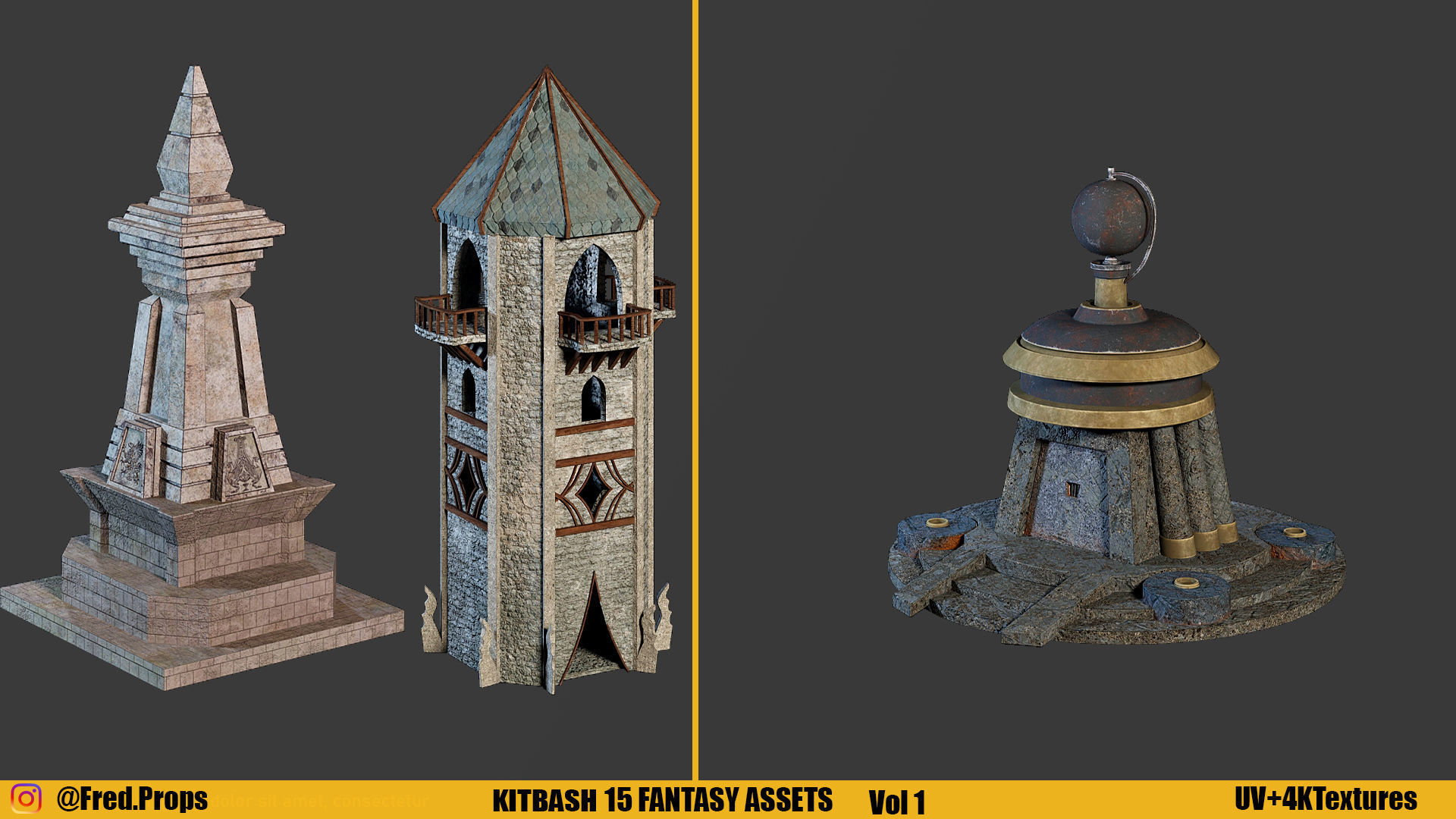KITBASH-FANTASY ASSETS Vol 1 Low-poly 3D model_7
