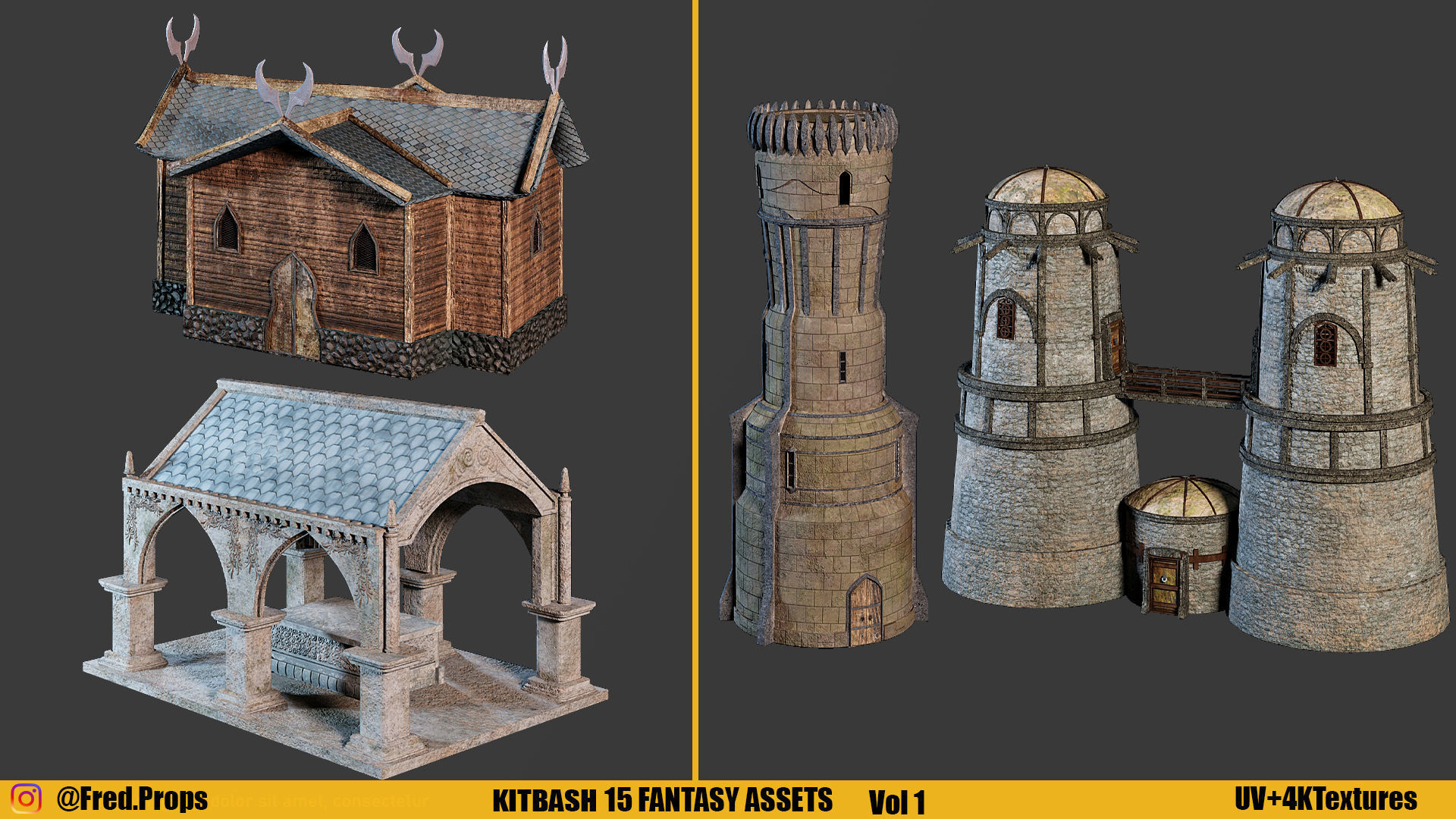 KITBASH-FANTASY ASSETS Vol 1 Low-poly 3D model_4