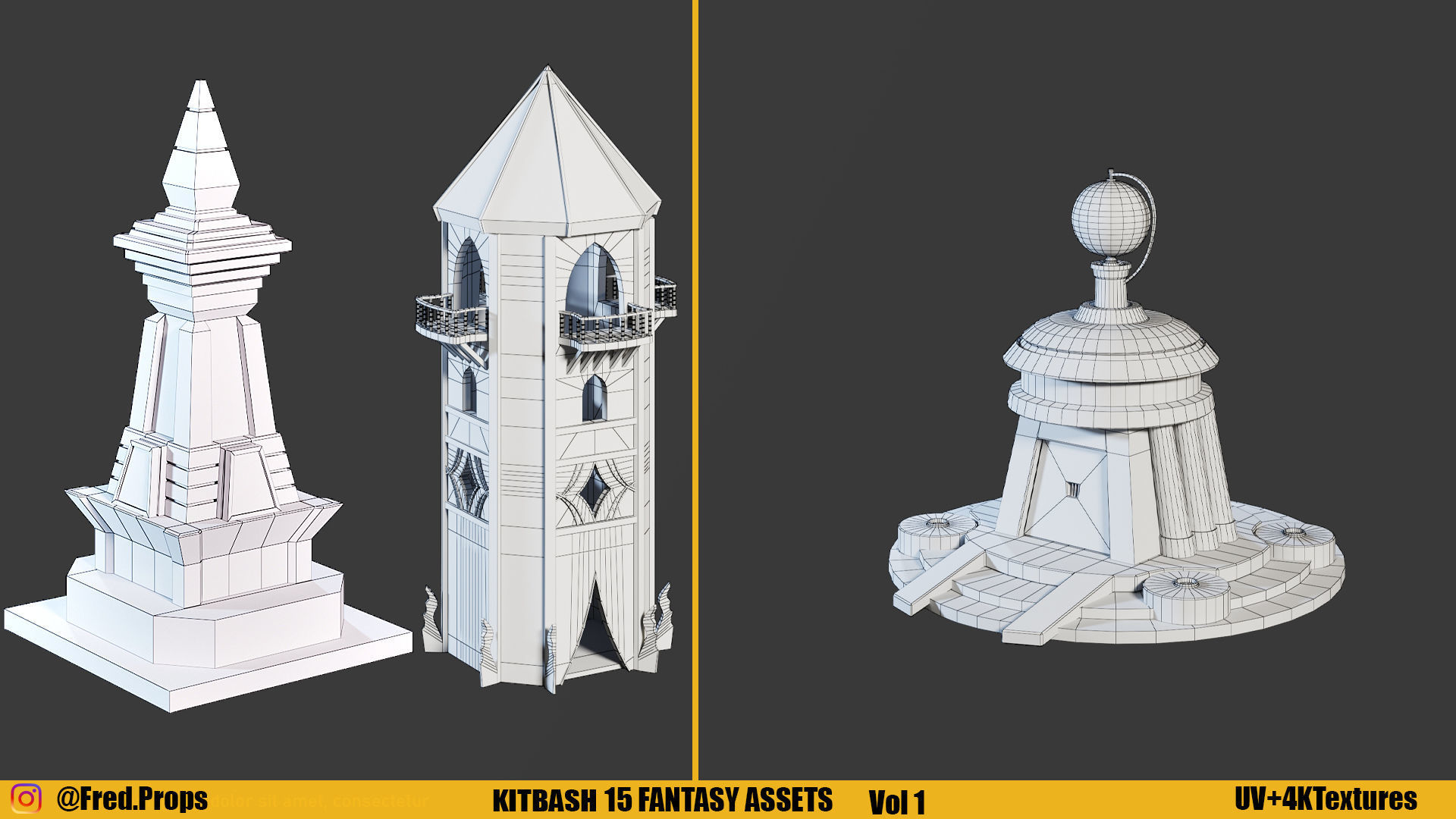 KITBASH-FANTASY ASSETS Vol 1 Low-poly 3D model_8