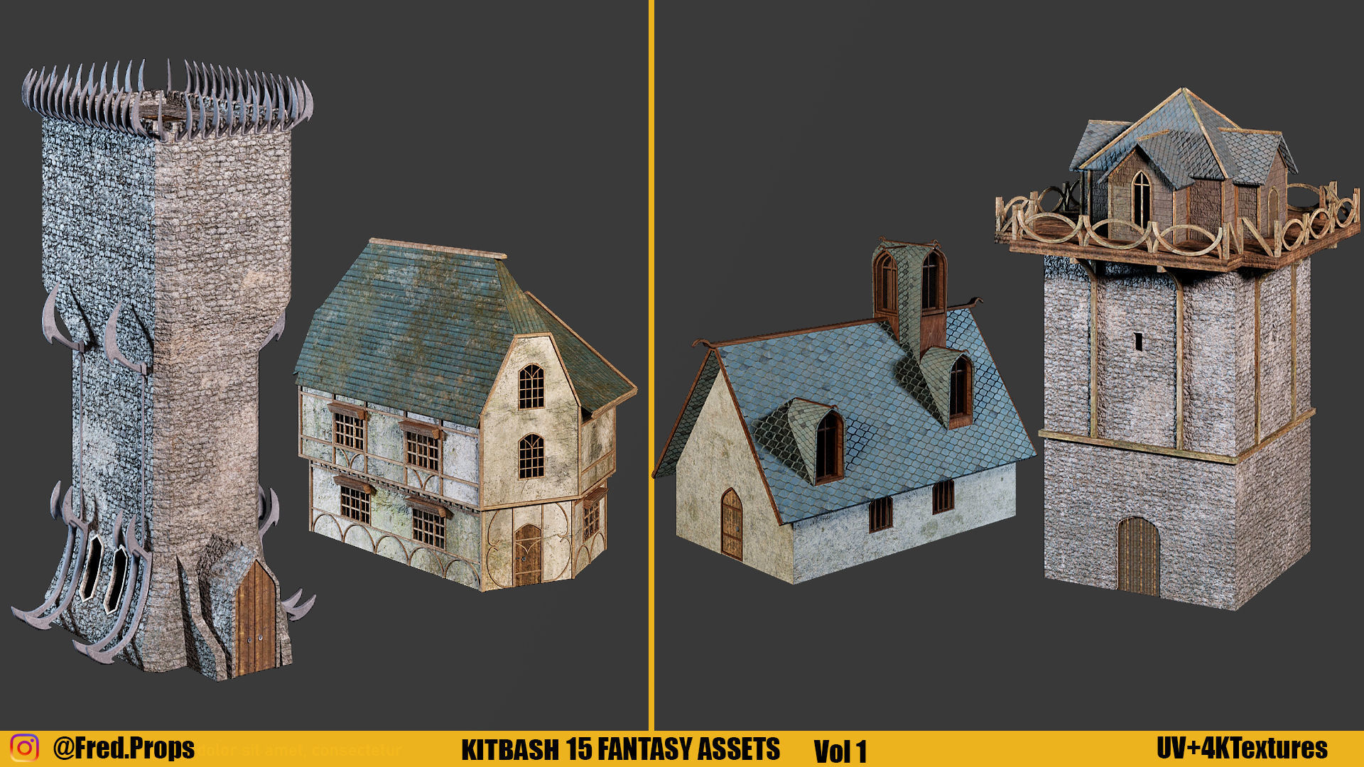 KITBASH-FANTASY ASSETS Vol 1 Low-poly 3D model_6