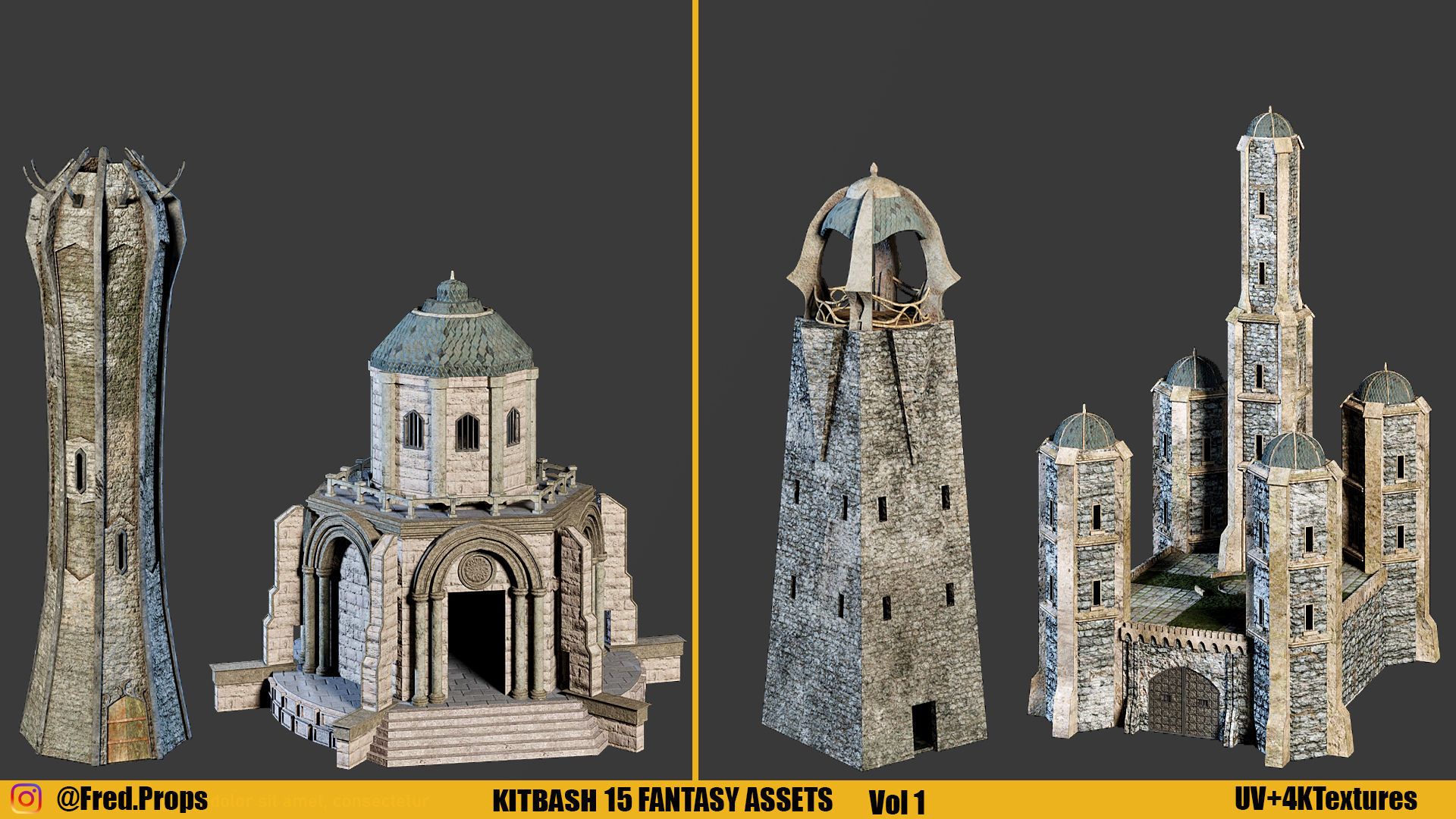 KITBASH-FANTASY ASSETS Vol 1 Low-poly 3D model_2
