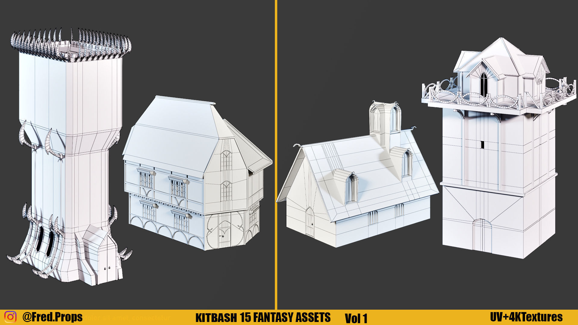 KITBASH-FANTASY ASSETS Vol 1 Low-poly 3D model_5