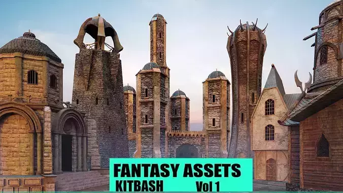 KITBASH-FANTASY ASSETS Vol 1 Low-poly 3D model