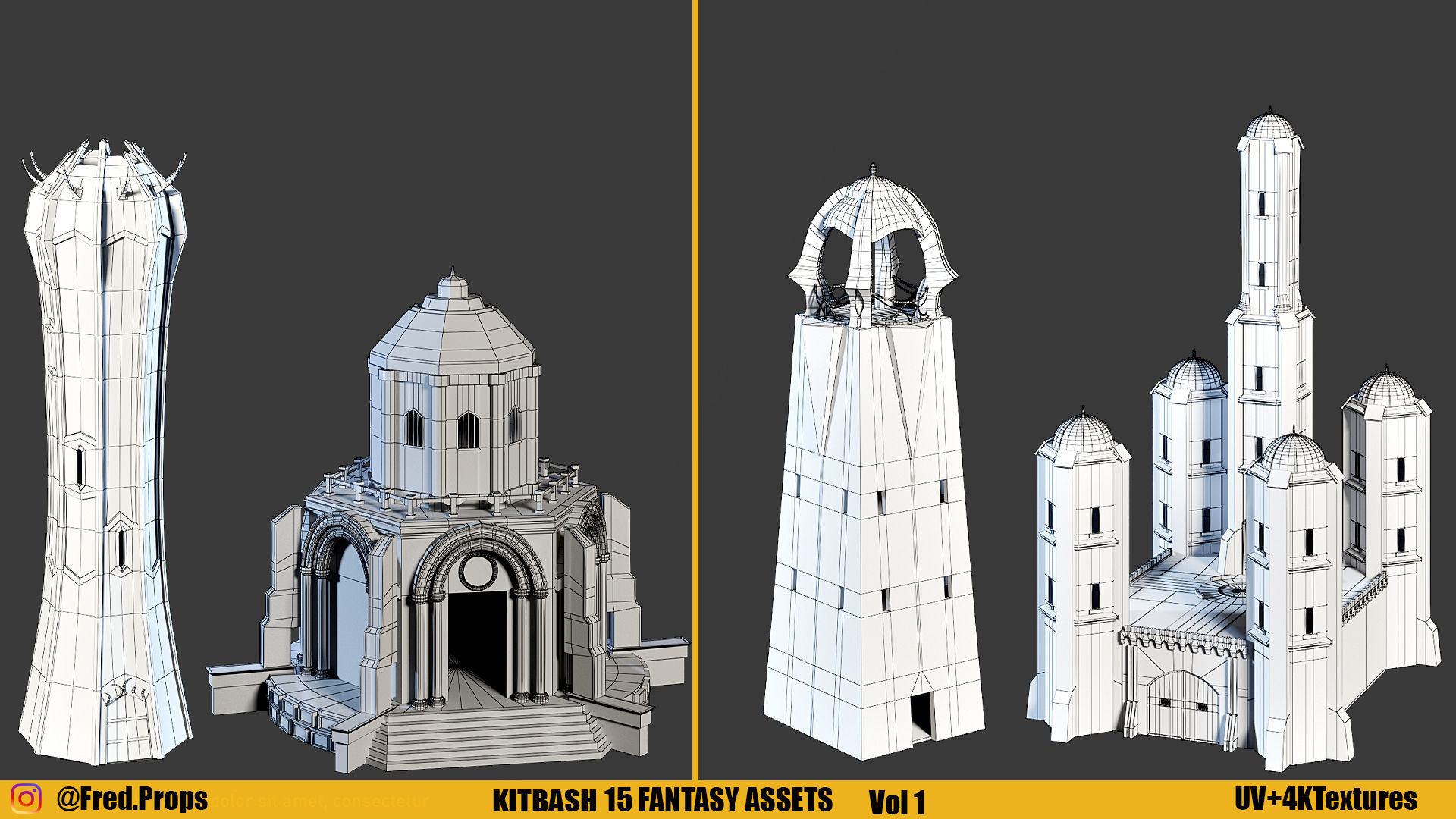 KITBASH-FANTASY ASSETS Vol 1 Low-poly 3D model_1