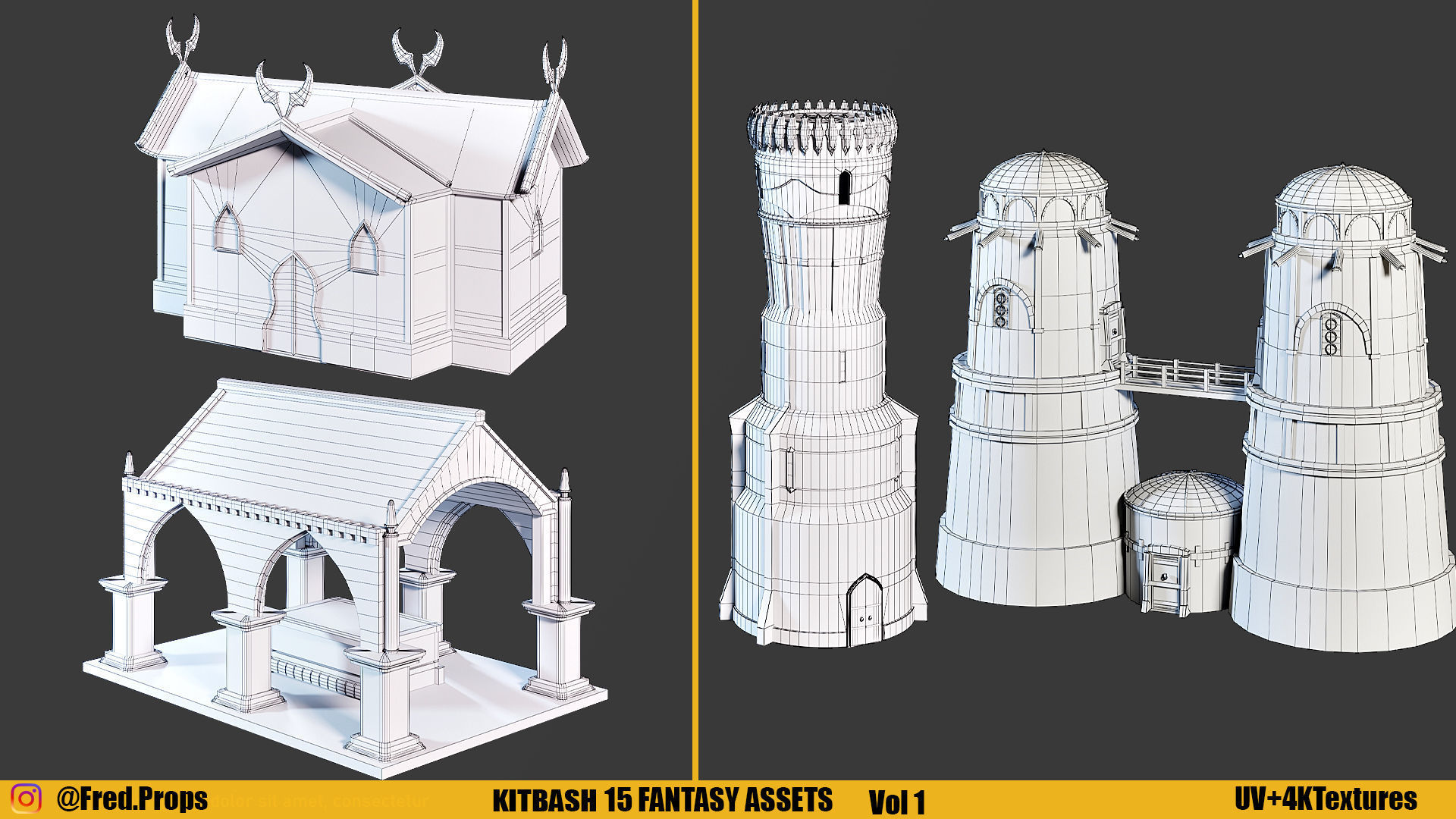 KITBASH-FANTASY ASSETS Vol 1 Low-poly 3D model_3