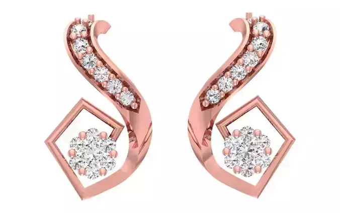 Women Diamond Earrings 3dm STL OBJ FBX Renders Details